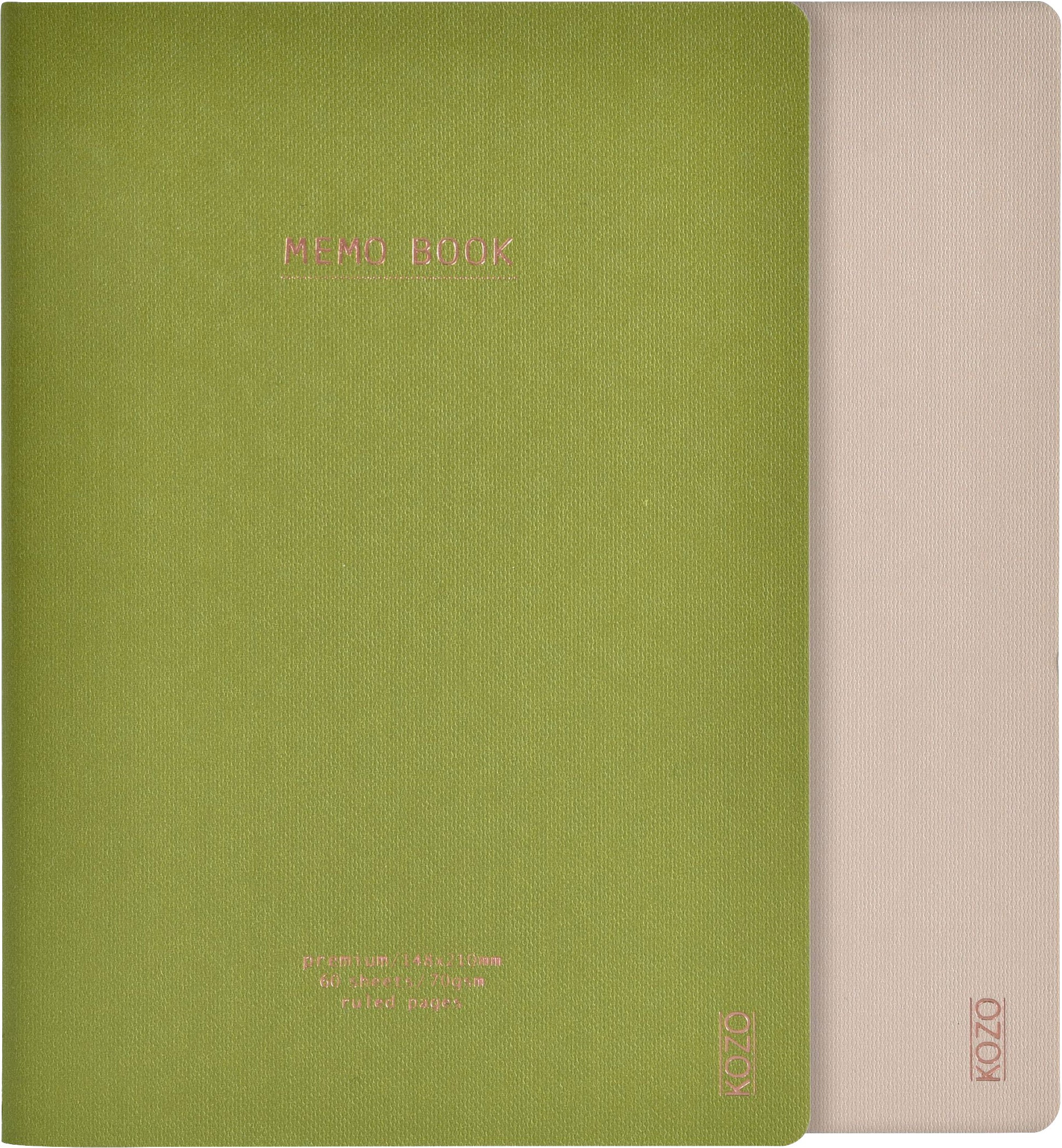 Notatbok Kozo A5 Sand Olive Green (2Pk)