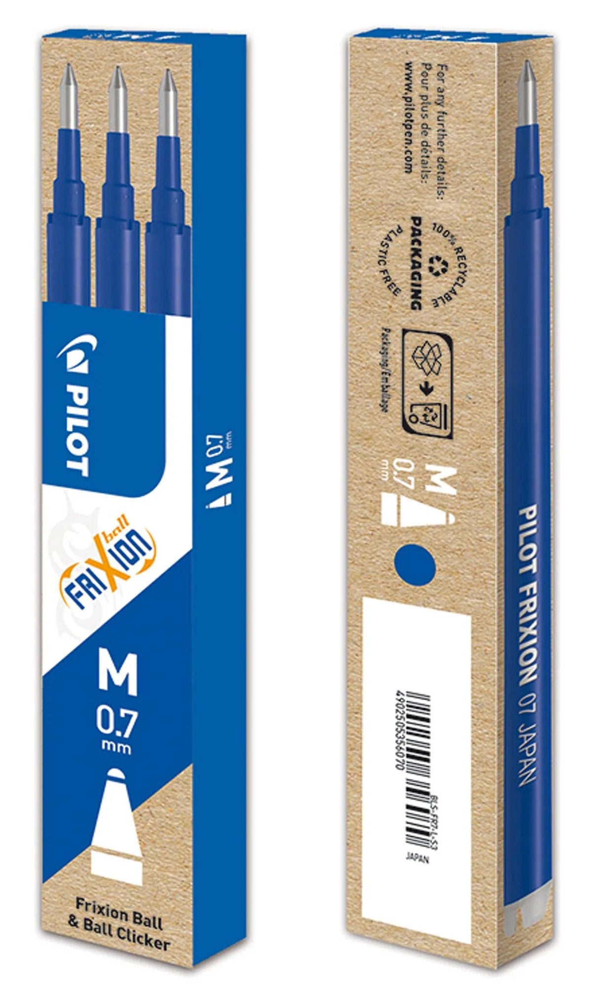 Refill geleroller Pilot Frixion 0,7mm Blå (3)