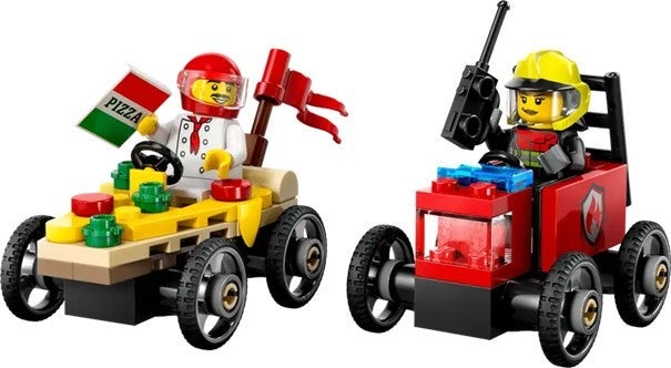 Lego Billøp mellom pizzabil og brannbil 60458