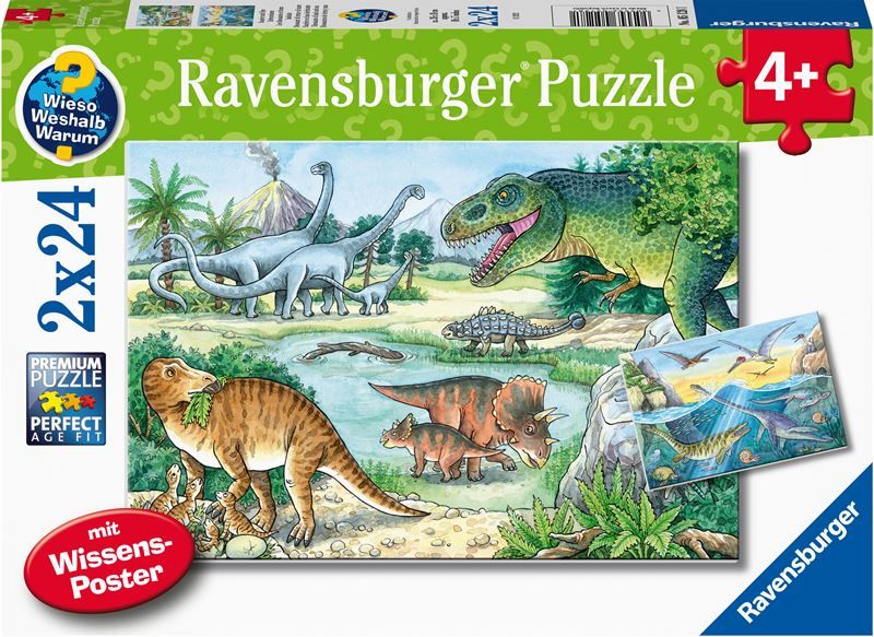 Puslespill 2x24 Dinosaurer Og Deres Liv Ravensburger