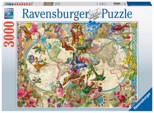 Puslespill 3000 Flora &Fauna Verdenskart Ravensburger