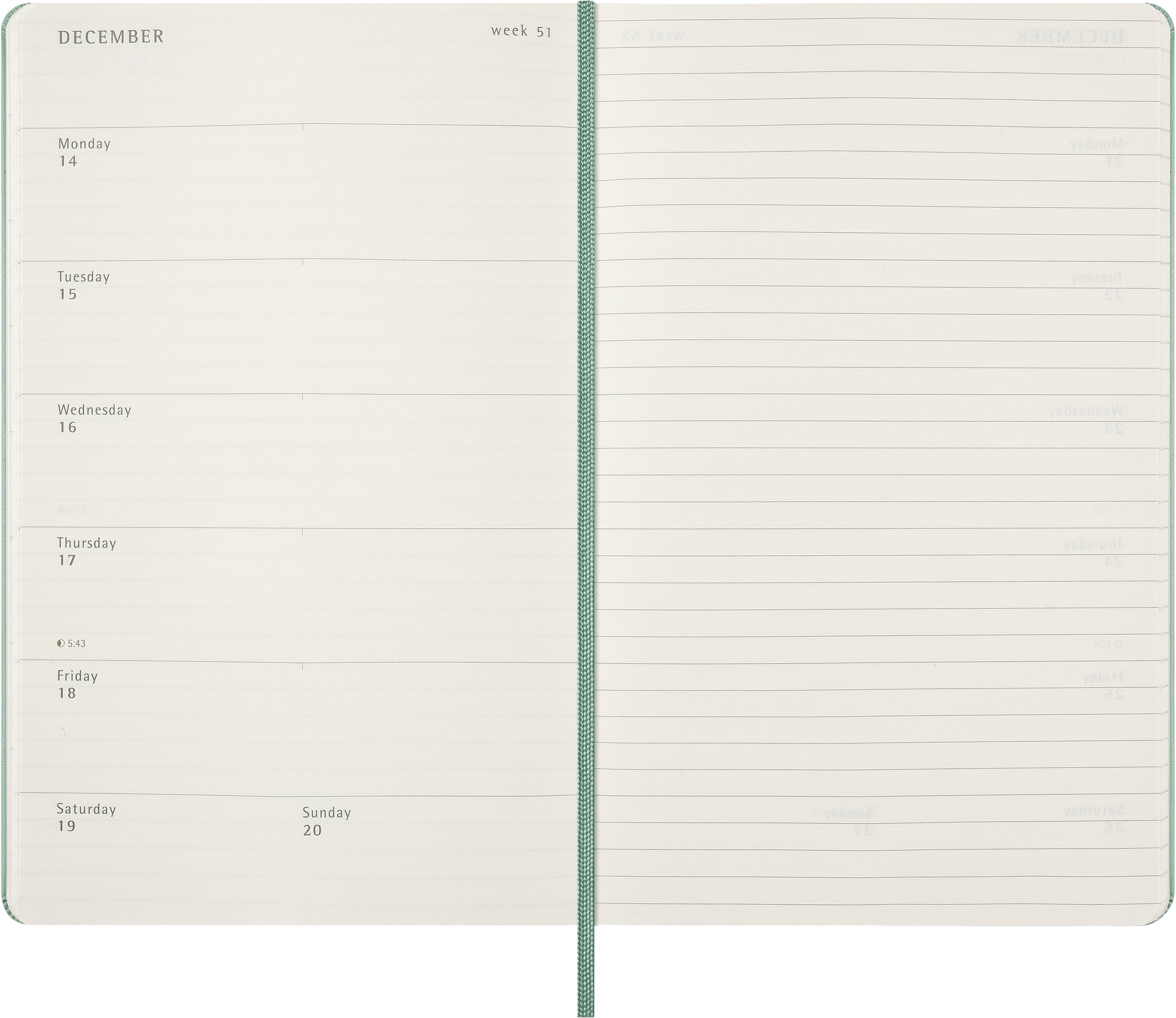 Moleskine 2027 Hard L Uke Notat Salvie Grønn