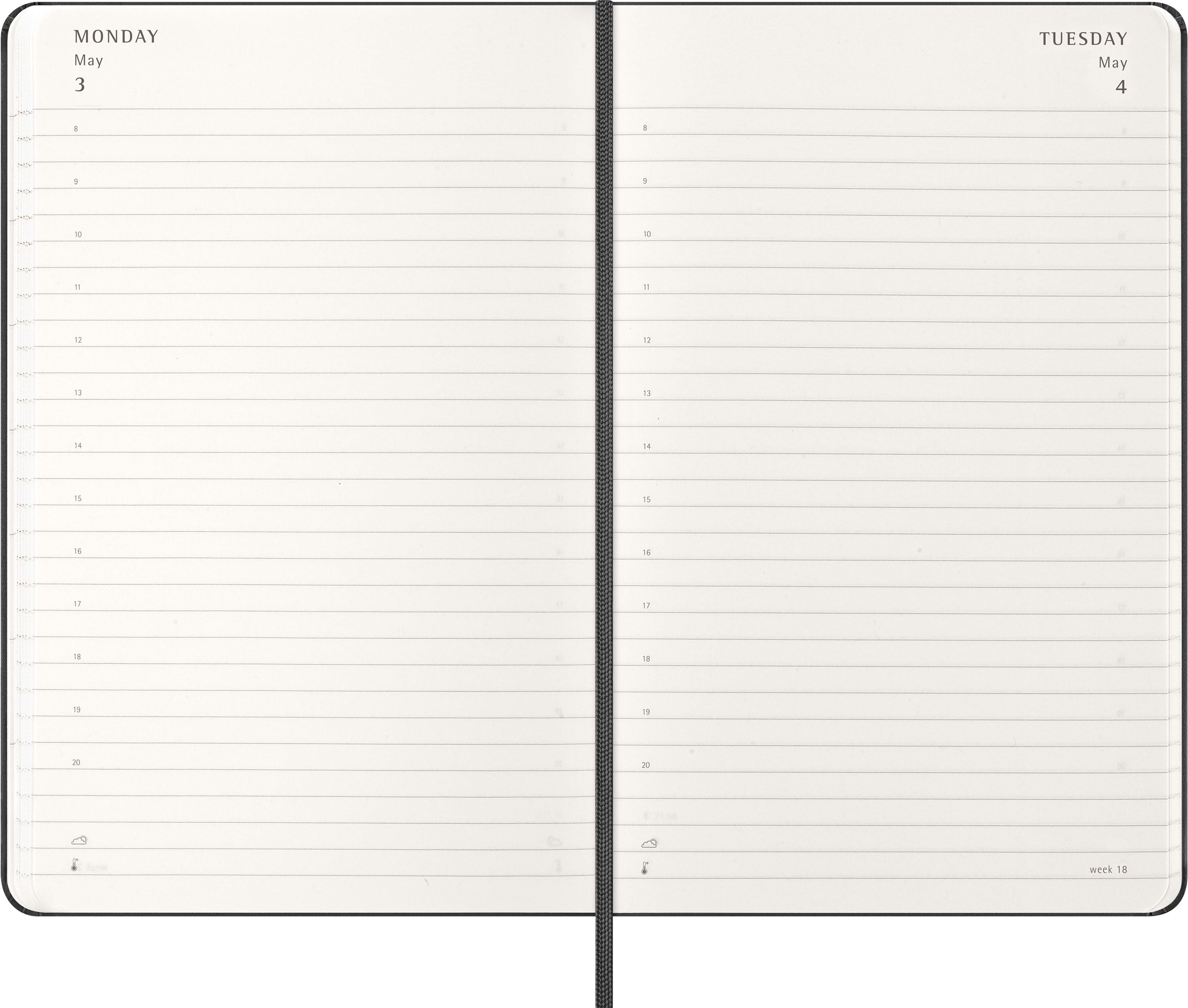 Moleskine 2027 Hard L Dag Sort