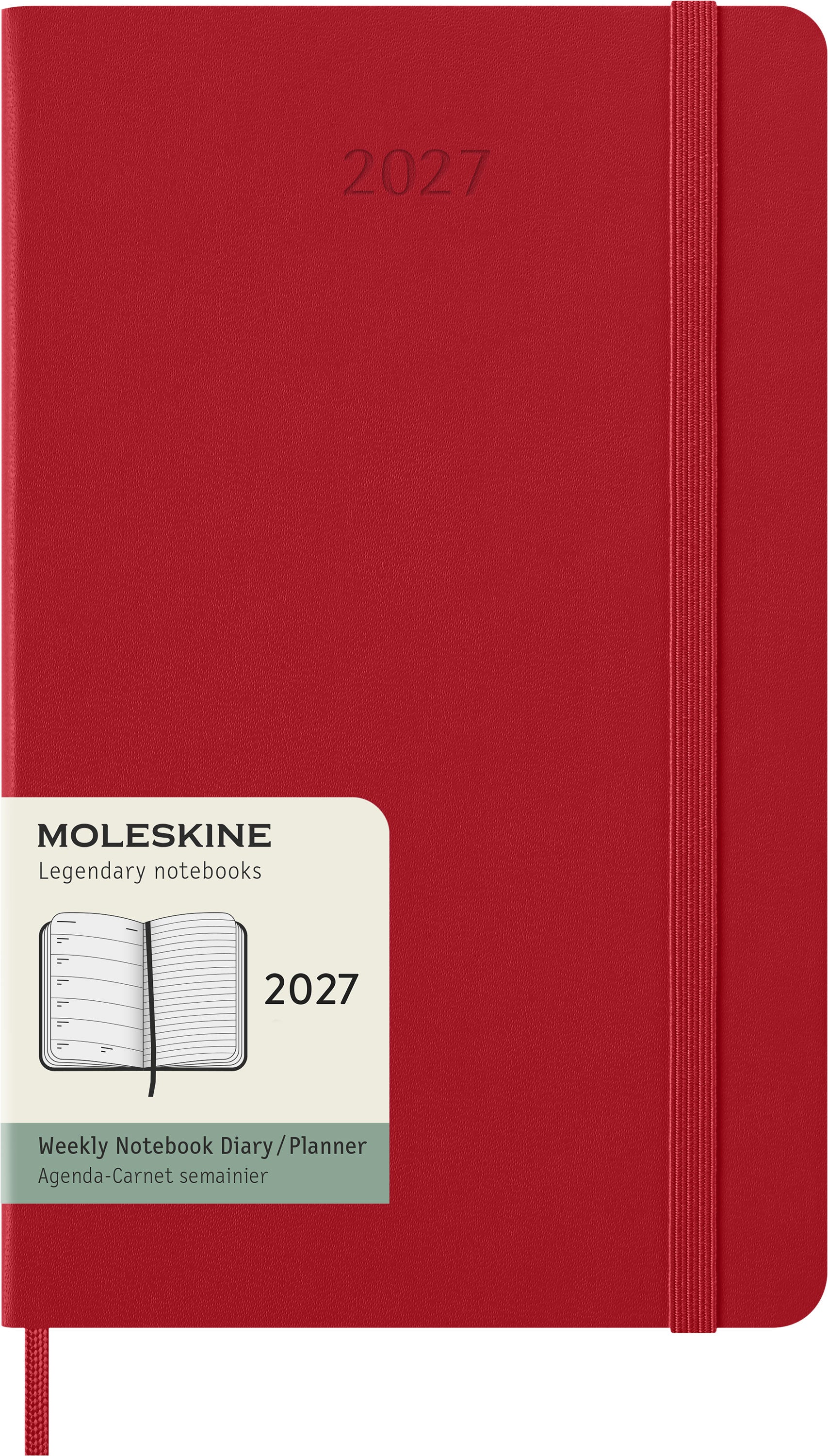 Moleskine 2027 Hard L Uke Notat Rød