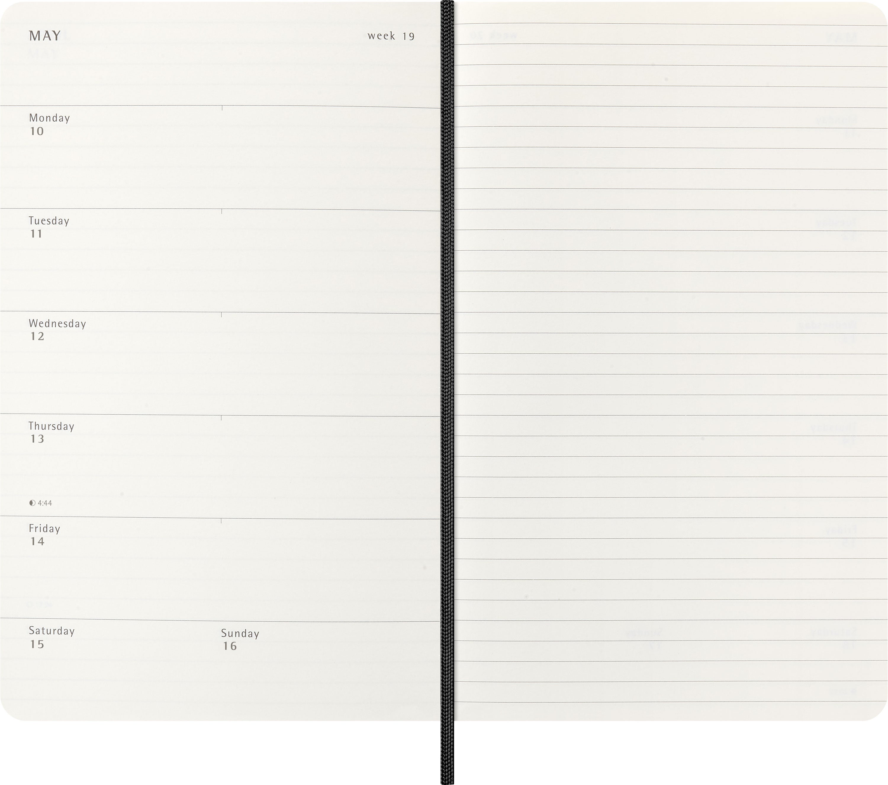 Moleskine 2027 Soft L Uke Notat Sort