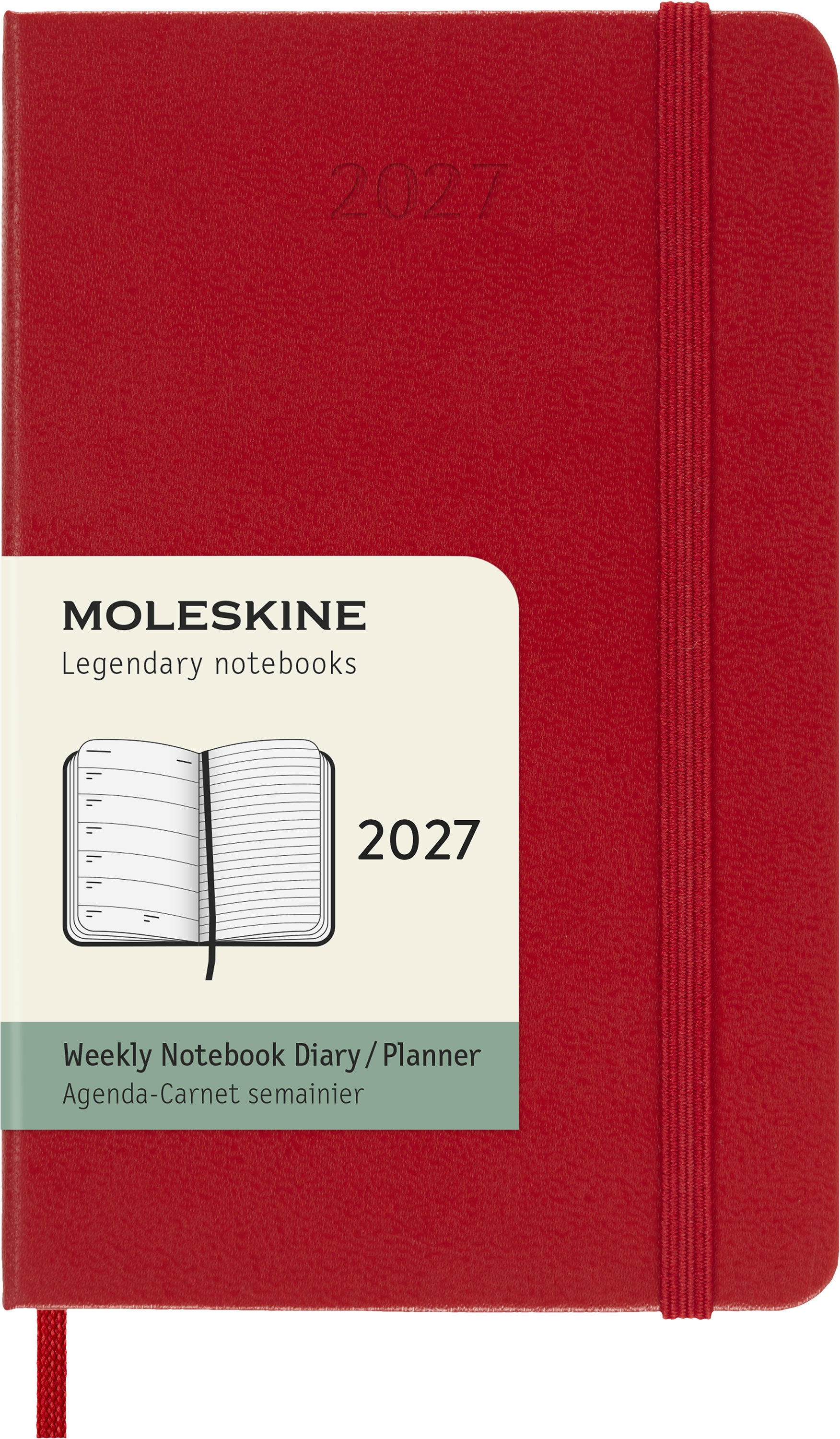 Moleskine 2027 Hard P Uke Notat Rød