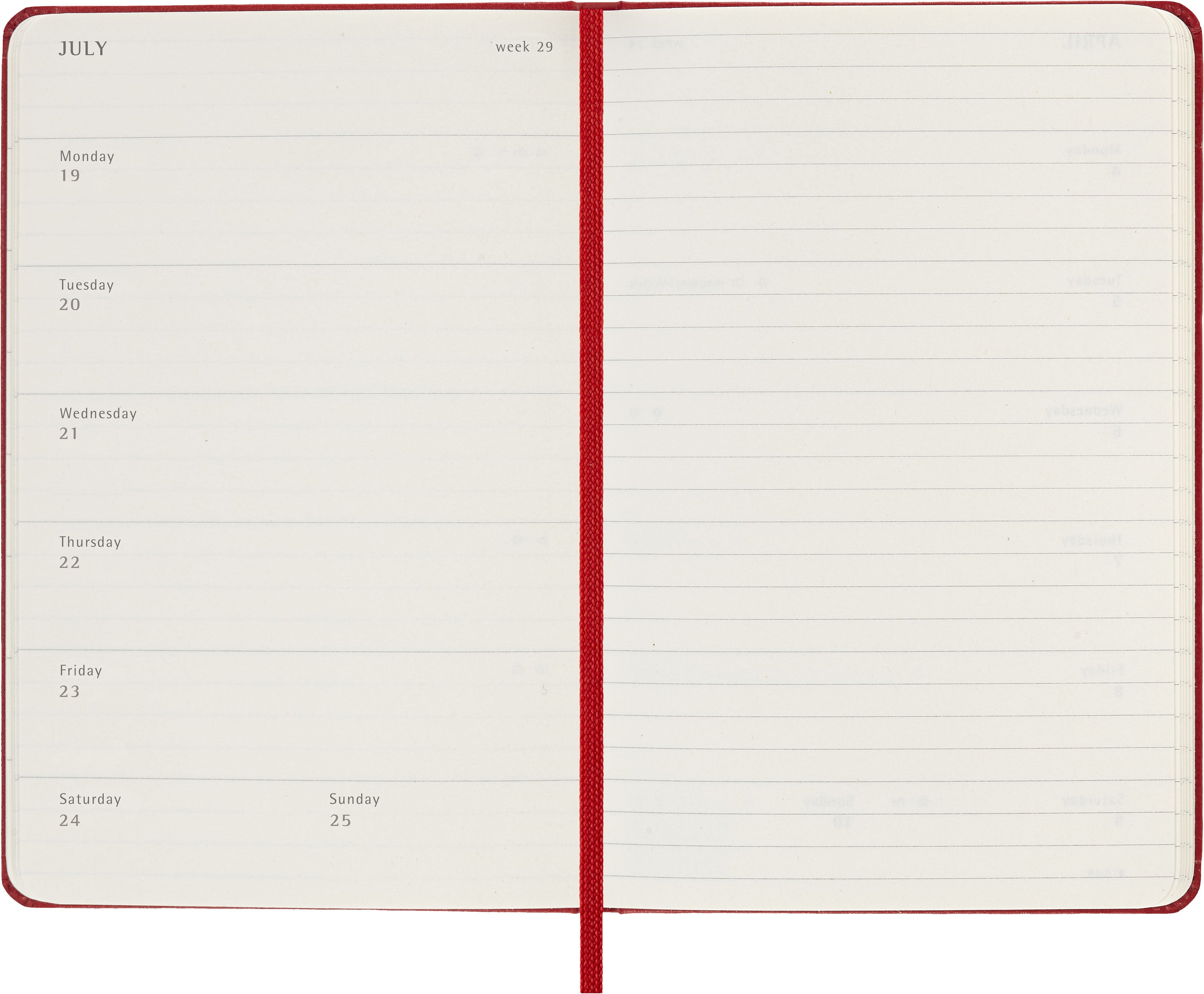 Moleskine 2027 Hard P Uke Notat Rød