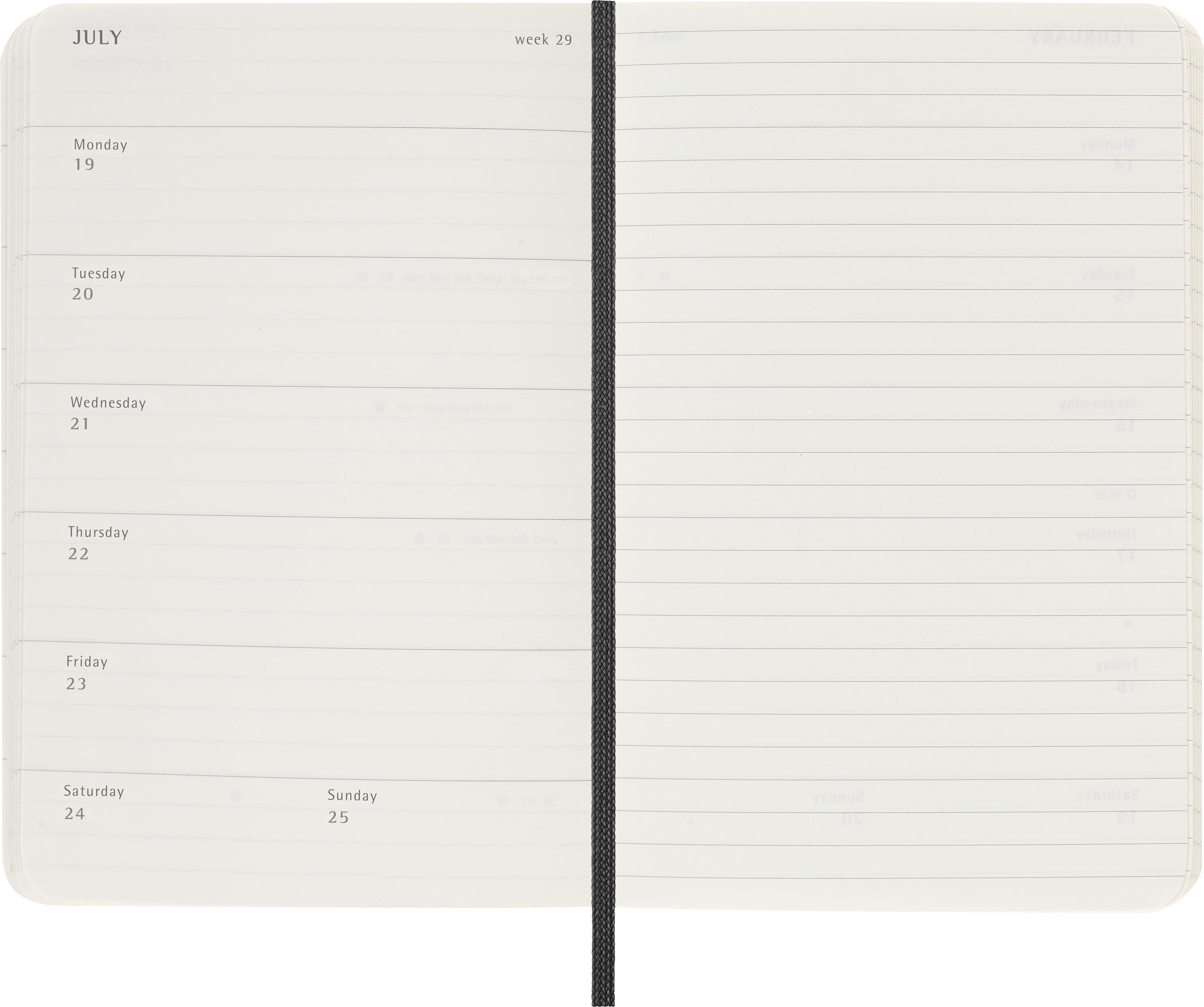Moleskine 2027 Soft P Uke Notat Sort