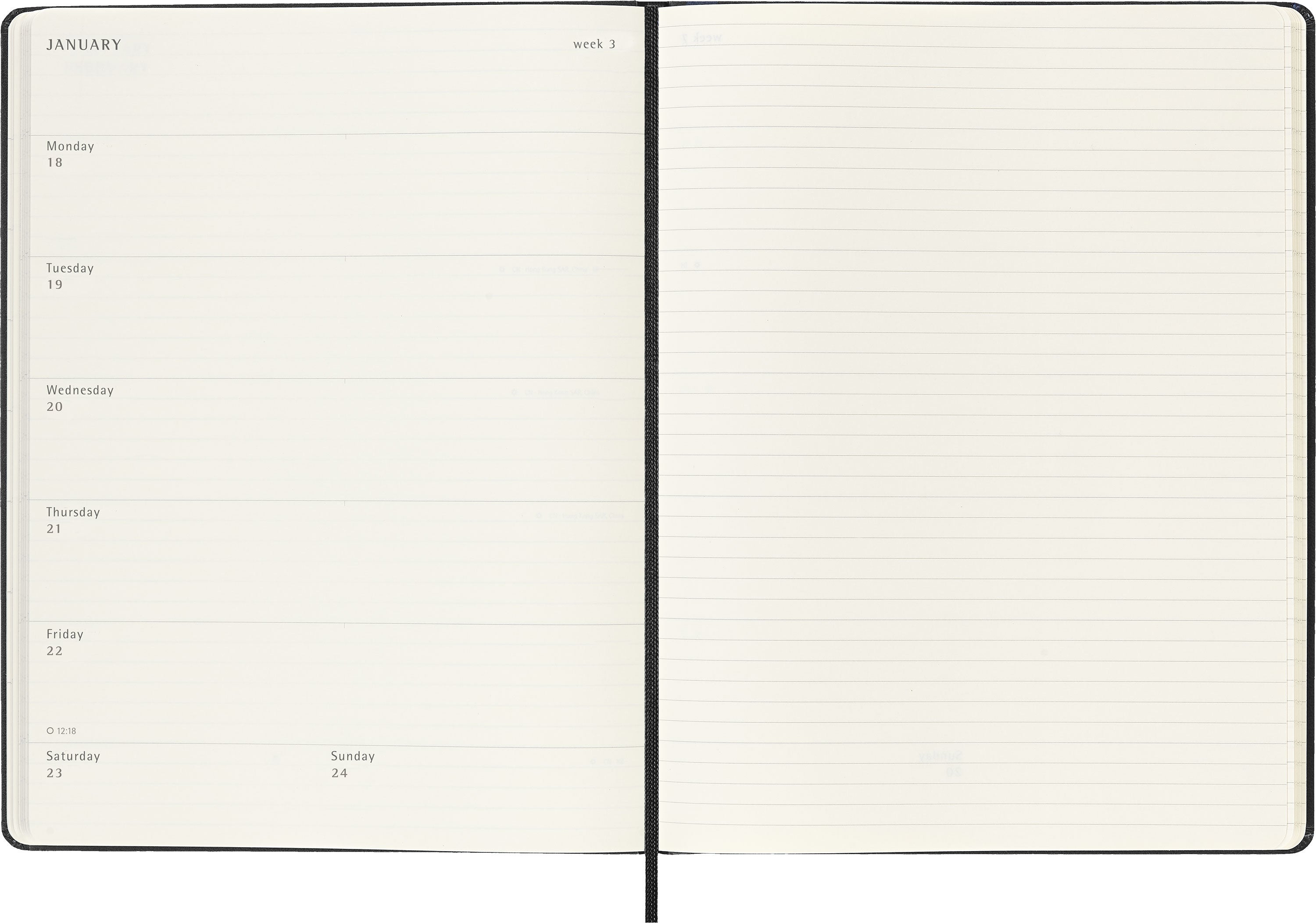 Moleskine 2027 Hard XL Uke Notat Sort