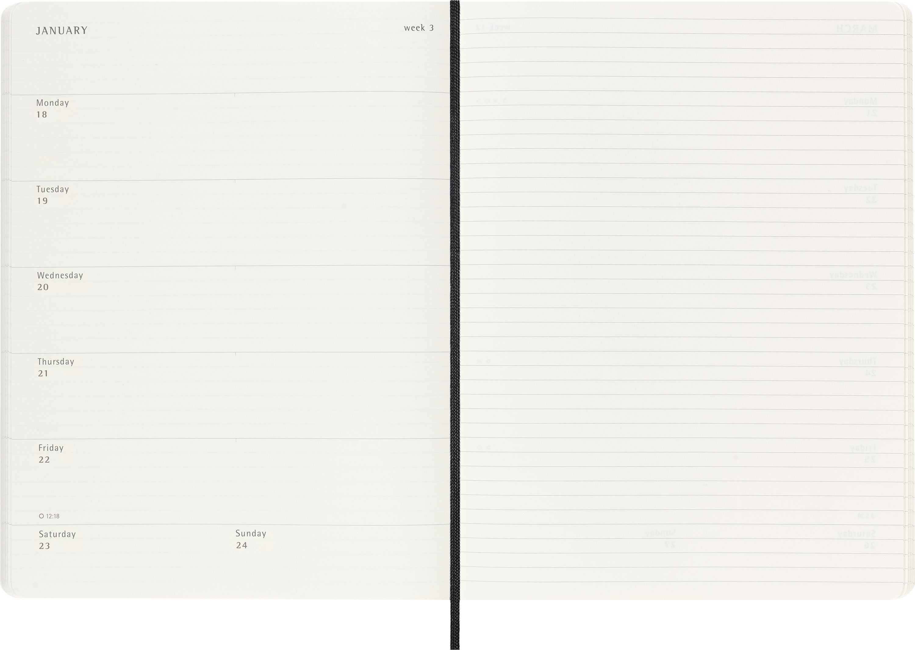 Moleskine 2027 Soft XL Uke Notat Sort