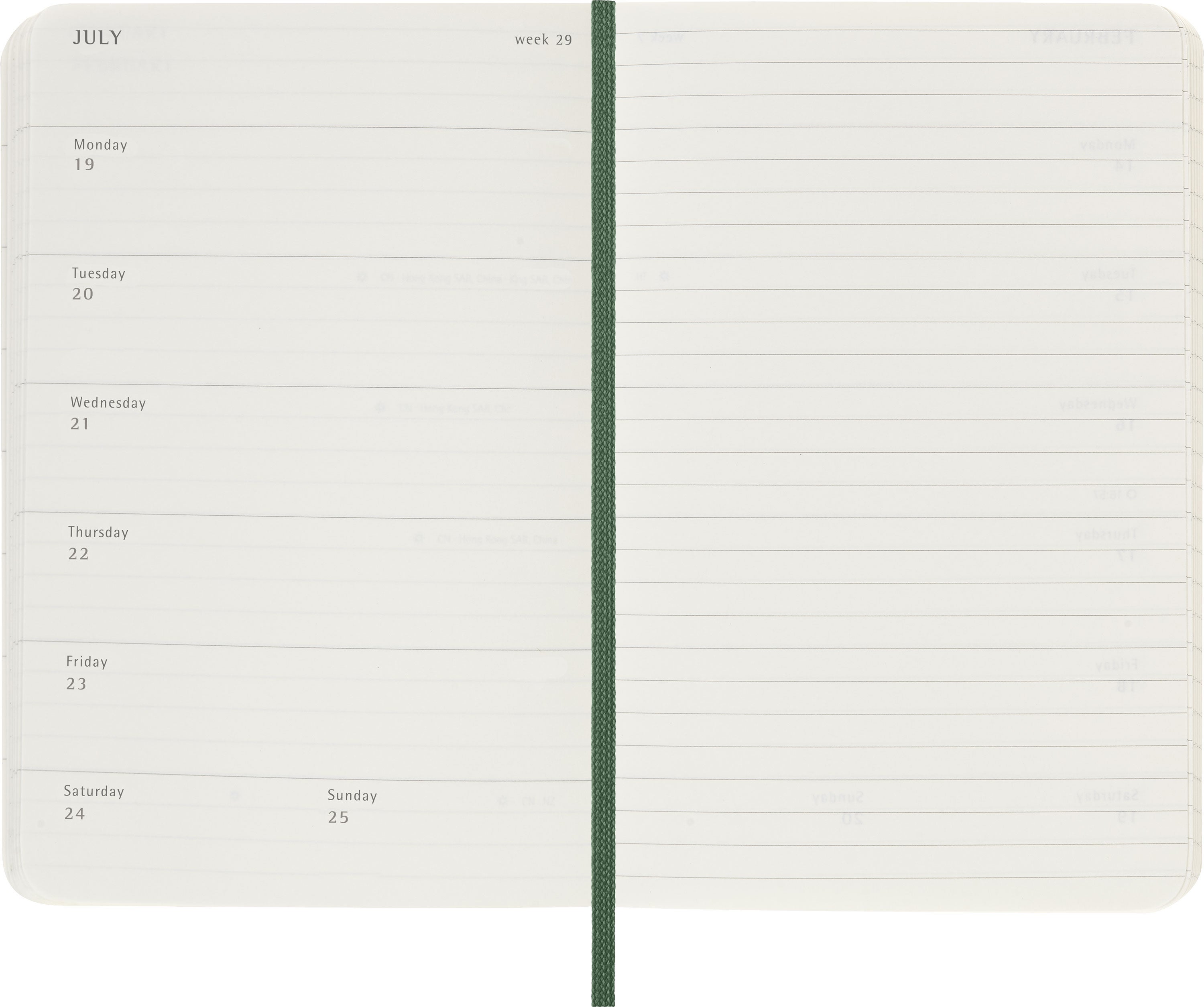 Moleskine 2027 Soft P Uke Notat Myrtel Grønn