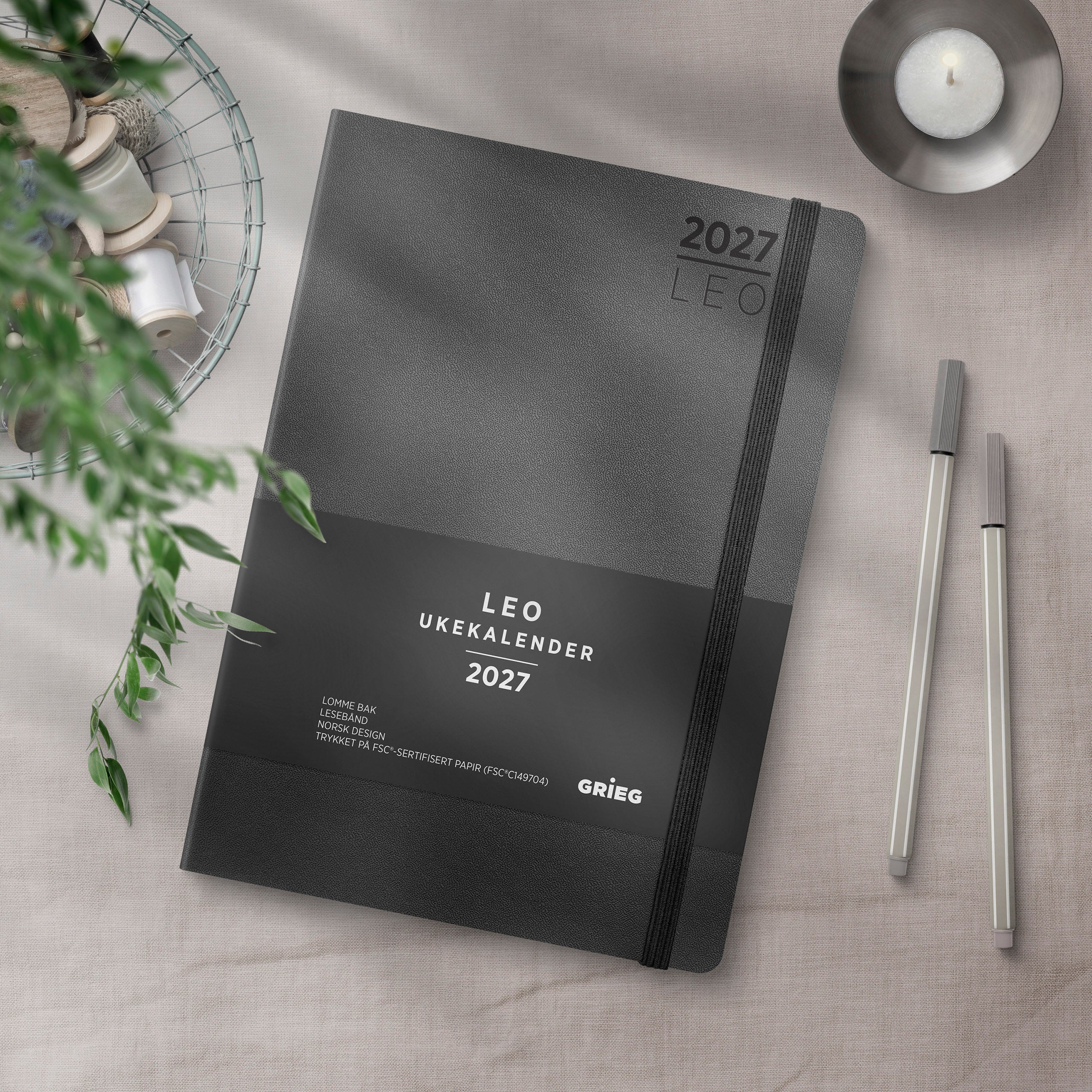 Ukekalender Grieg Leo A5 Lite 2027 sort