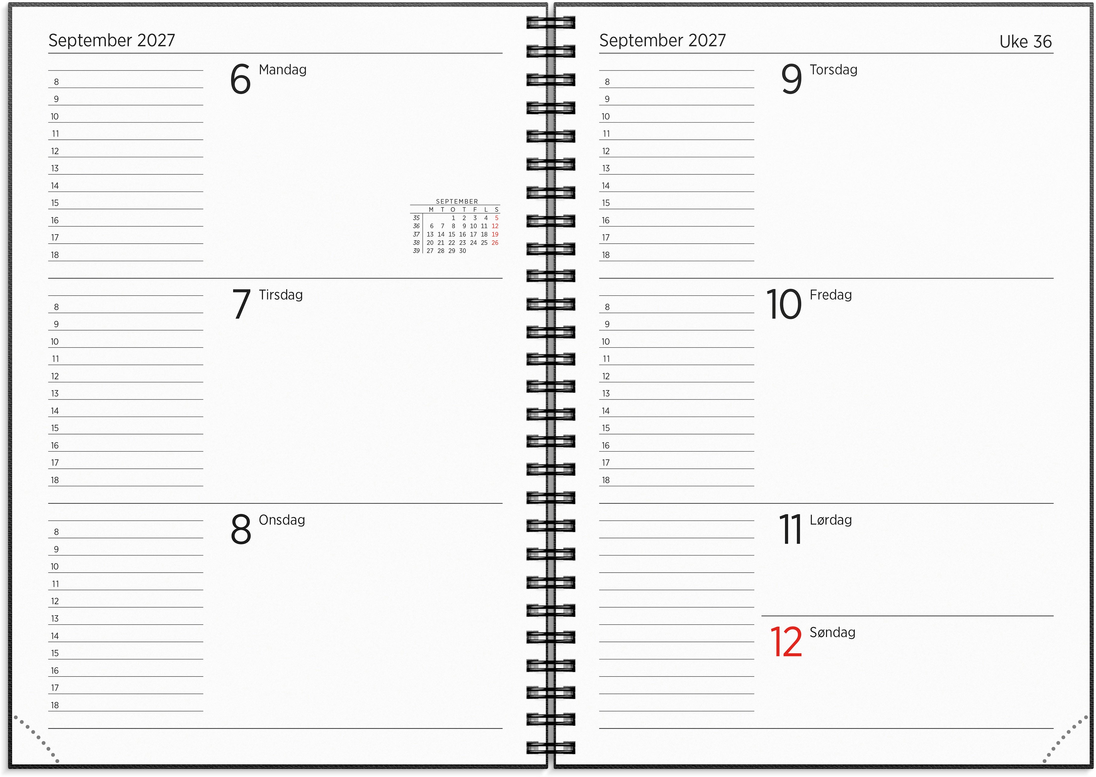 Kalender Grieg Leo A5 spiral 2027 sort