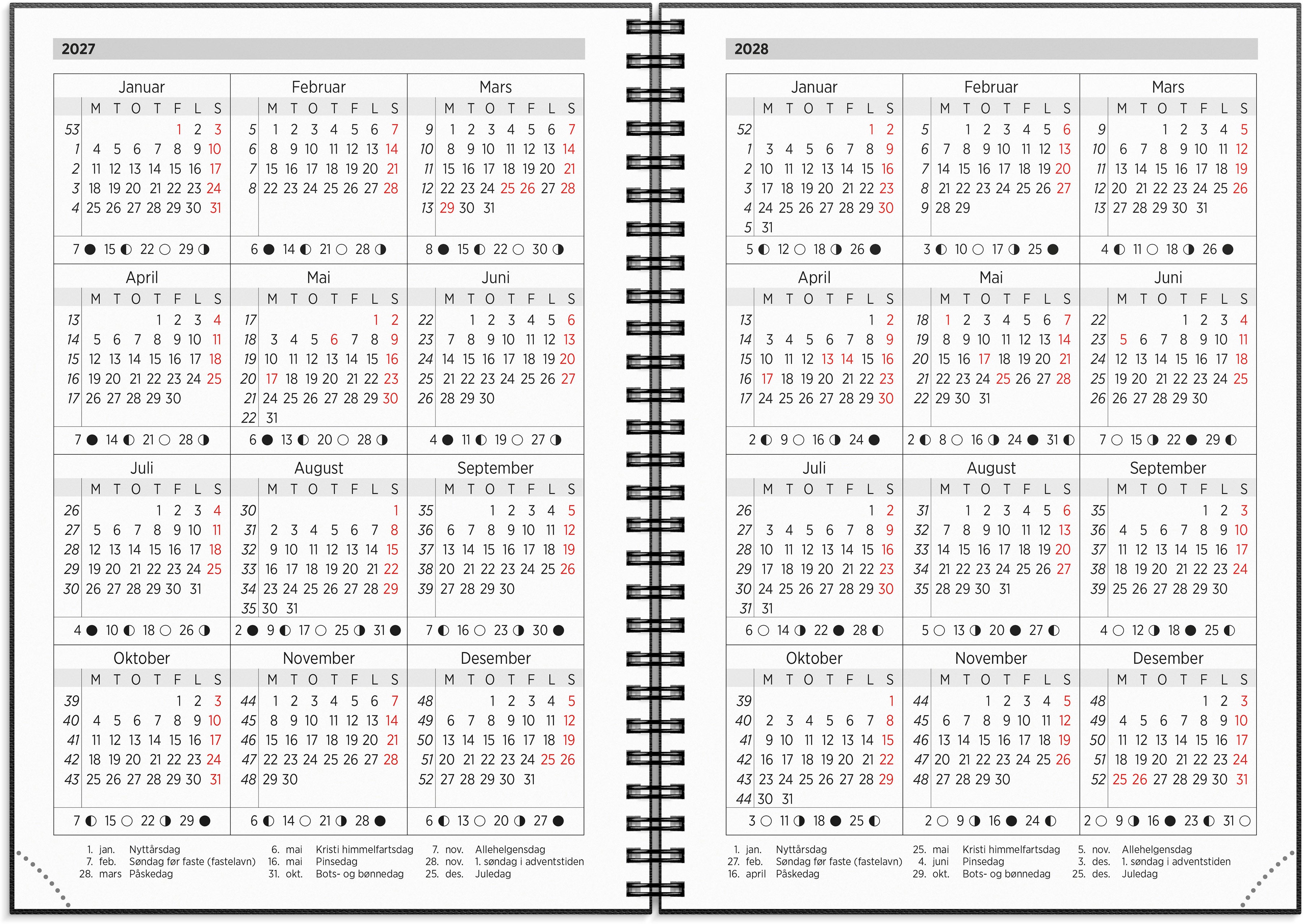 Kalender Grieg Leo A5 spiral 2027 sort
