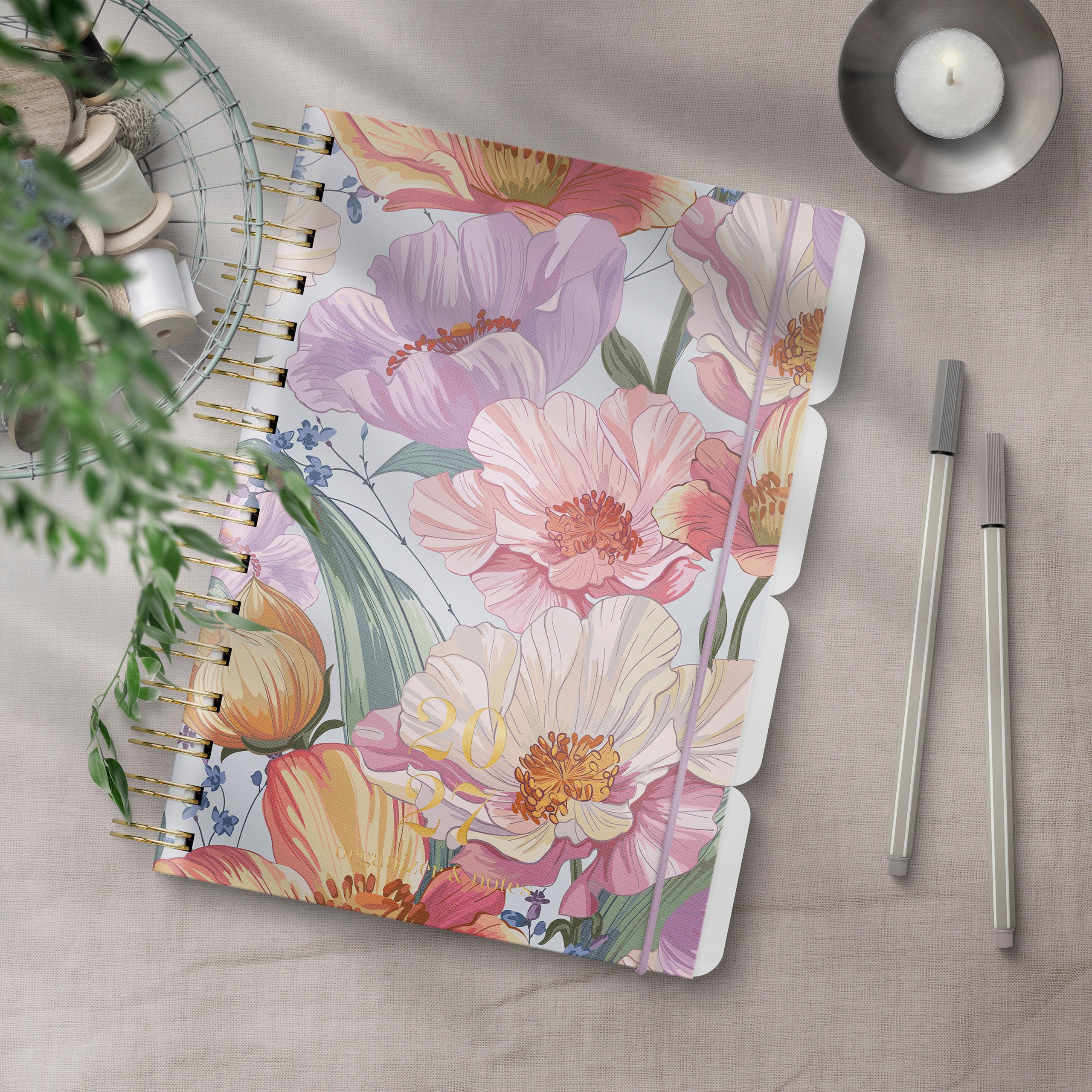 Organizer og Notes Grieg A5 2027 Flower