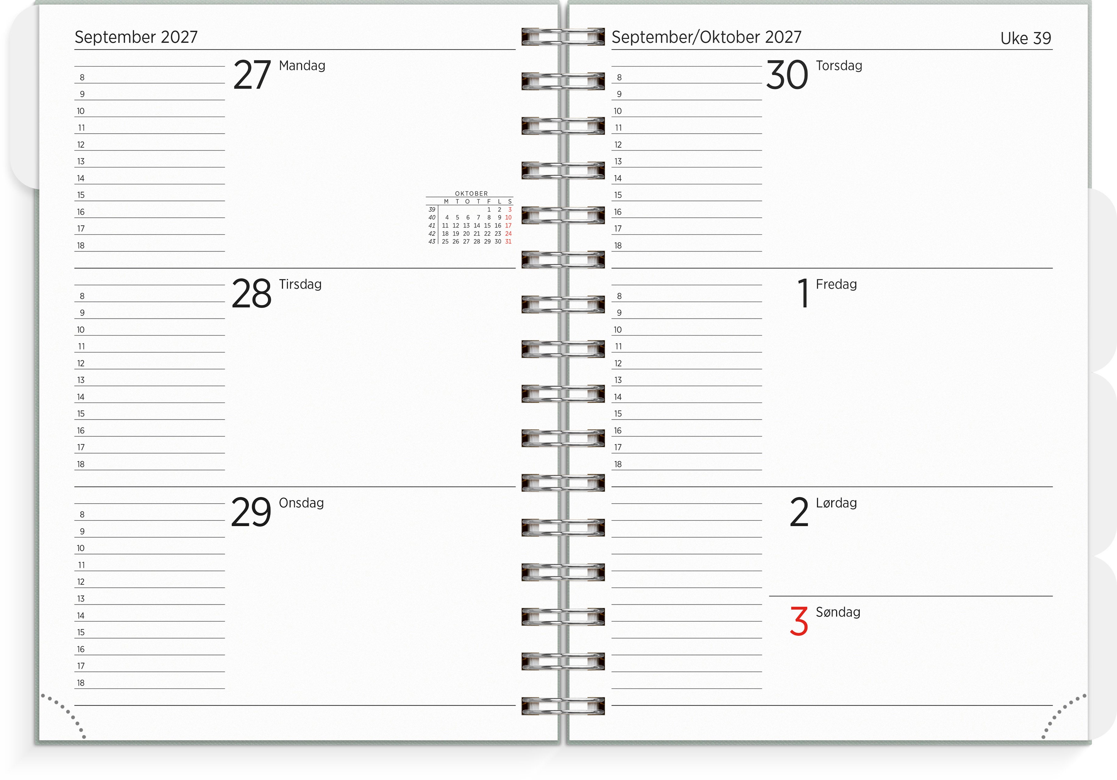 Organizer og Notes Grieg A5 2027 Anemone