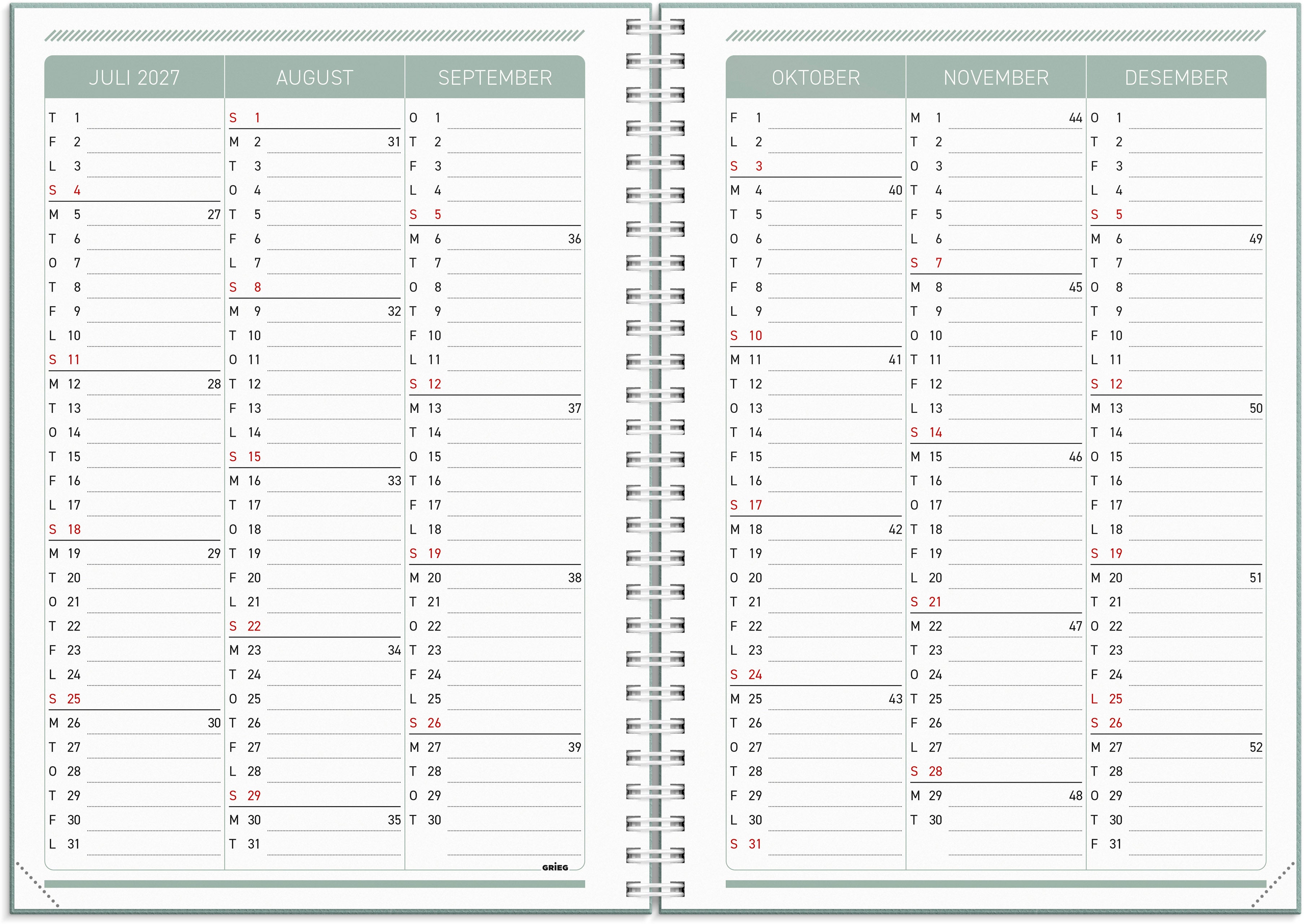Ukekalender Grieg A5 2027 Få Det Gjort