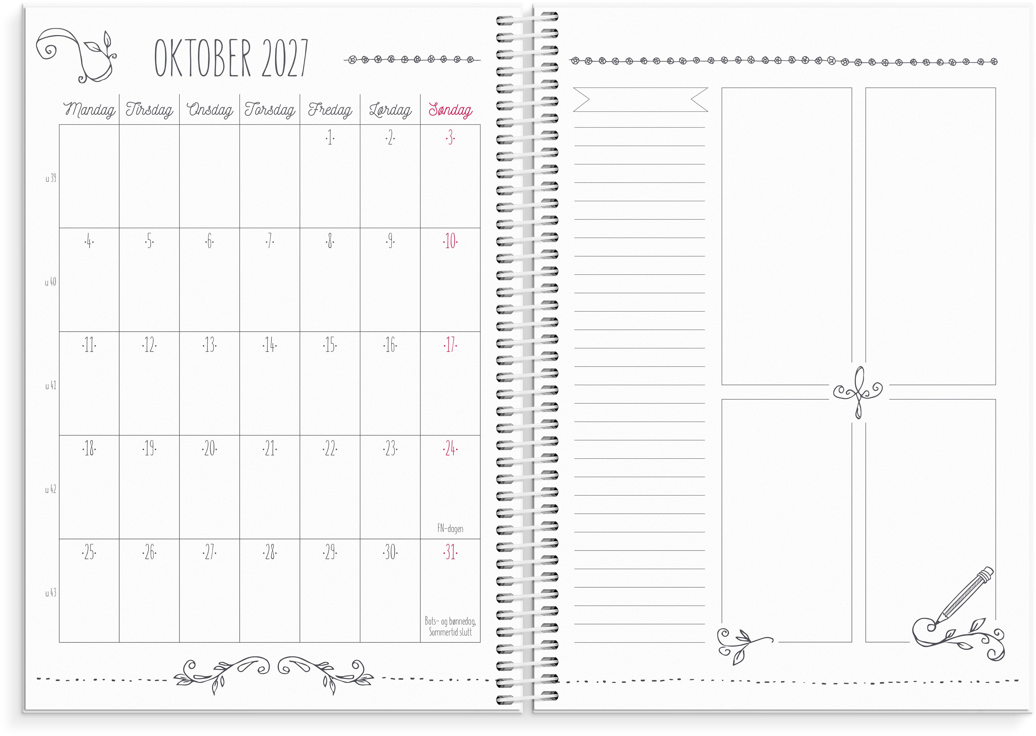 Ukekalender Grieg A5 2027 Doodle