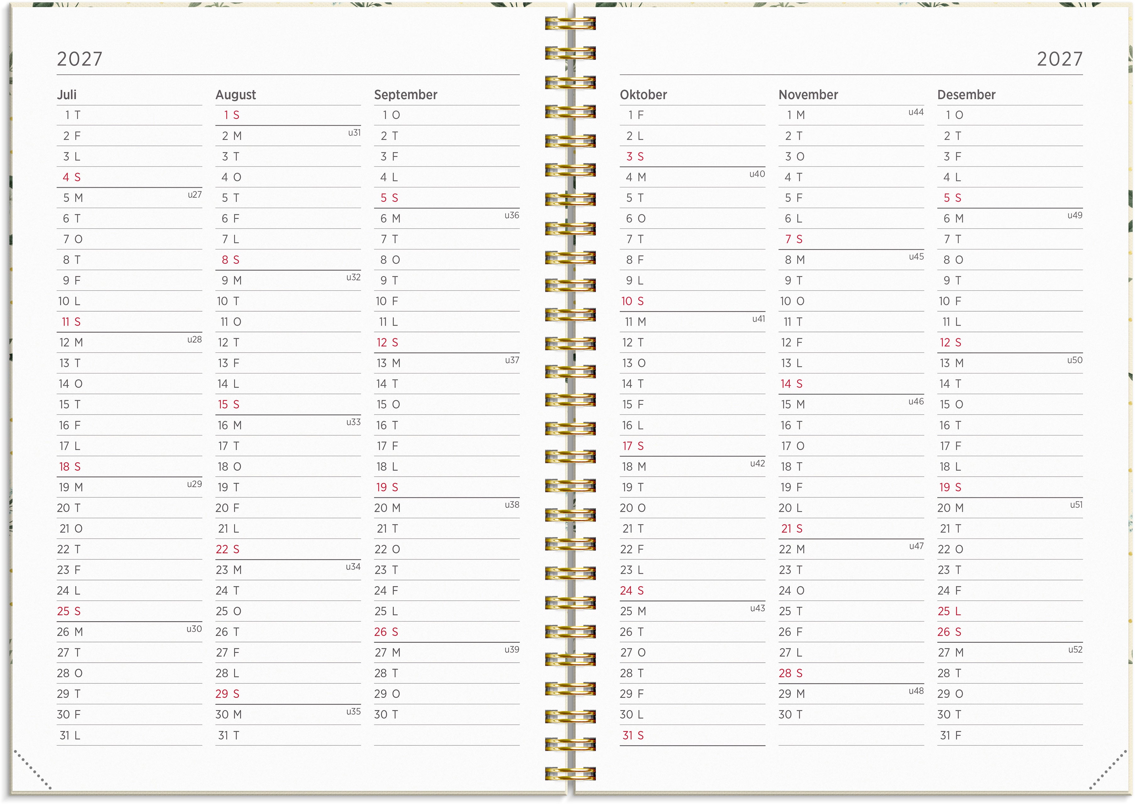 Ukekalender Grieg Multi A5 2027 blomster
