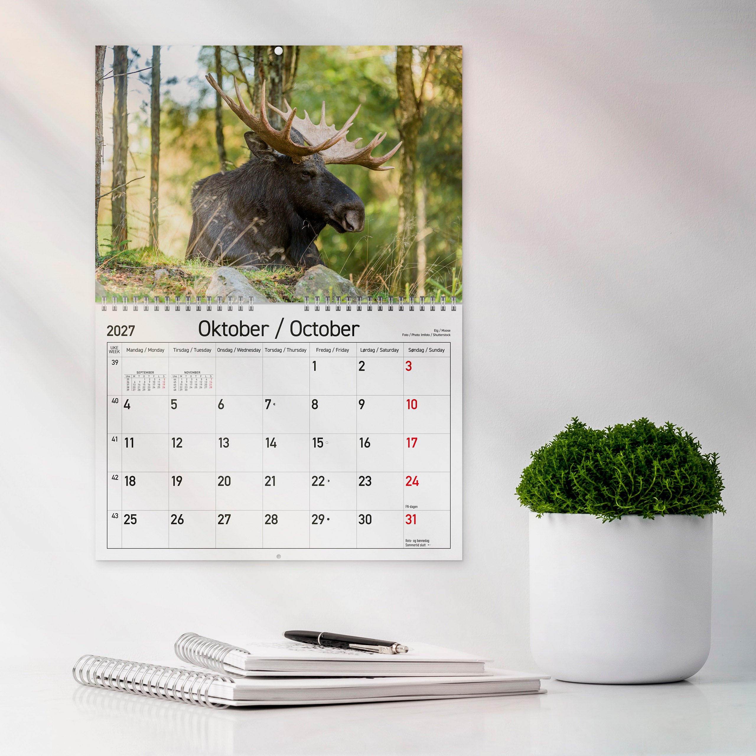 Veggkalender Grieg 2027 Norske dyr