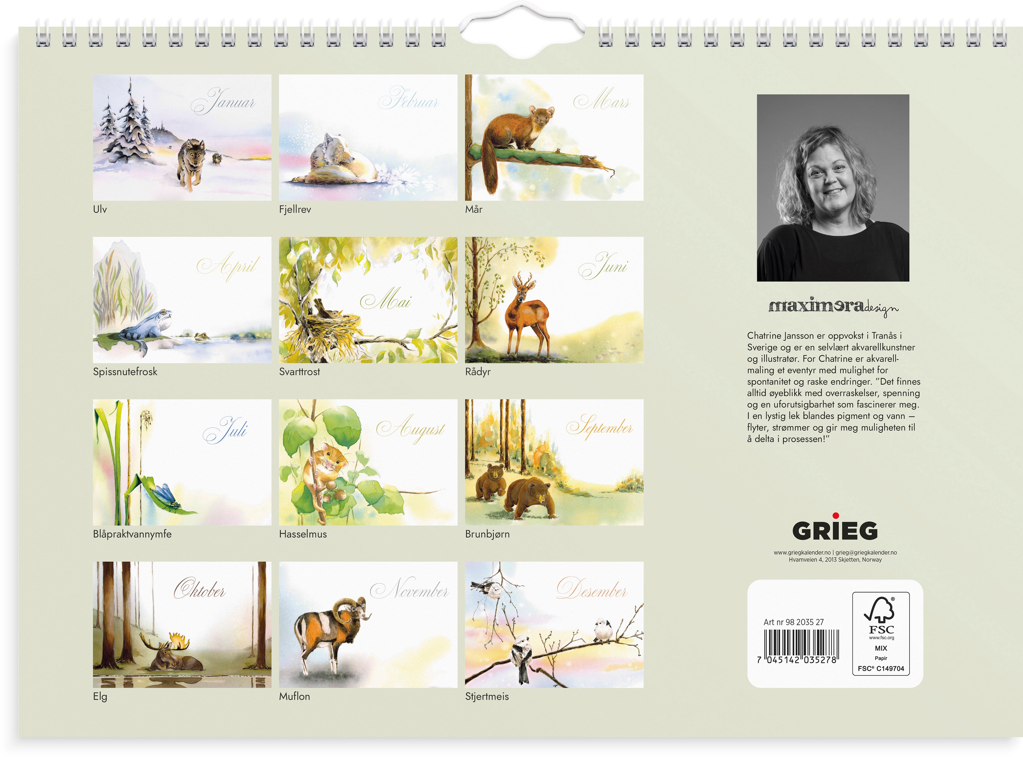 Veggkalender Grieg 2027 Natur