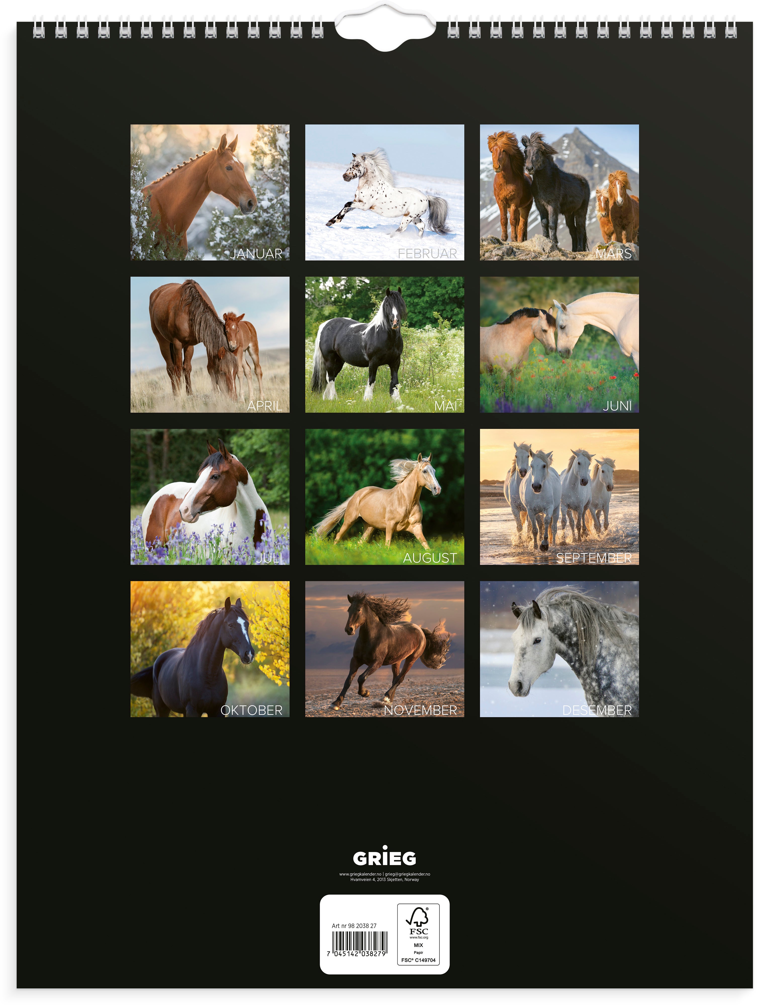 Veggkalender Grieg 2027 Hester