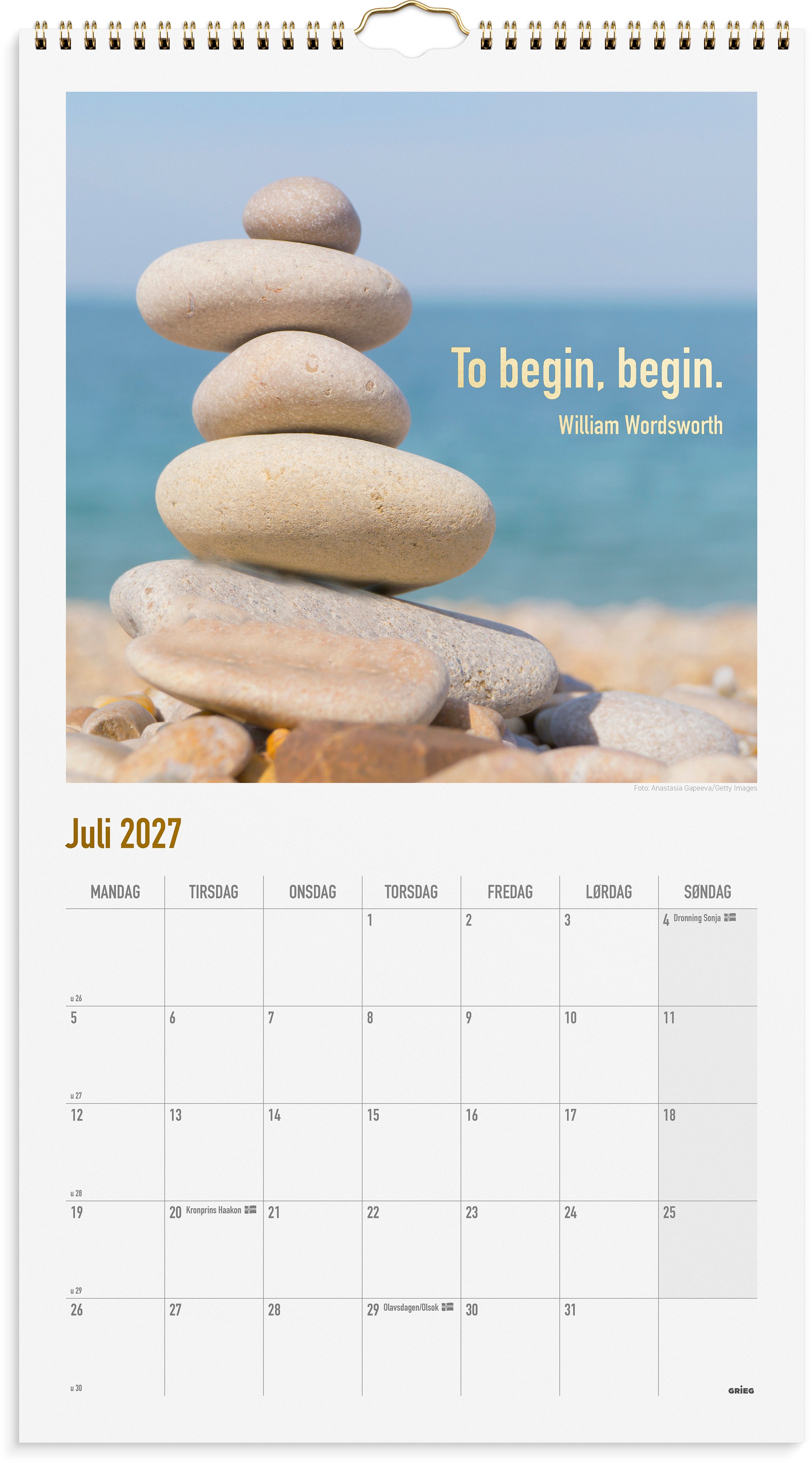 Veggkalender Grieg 2027 DreamDo