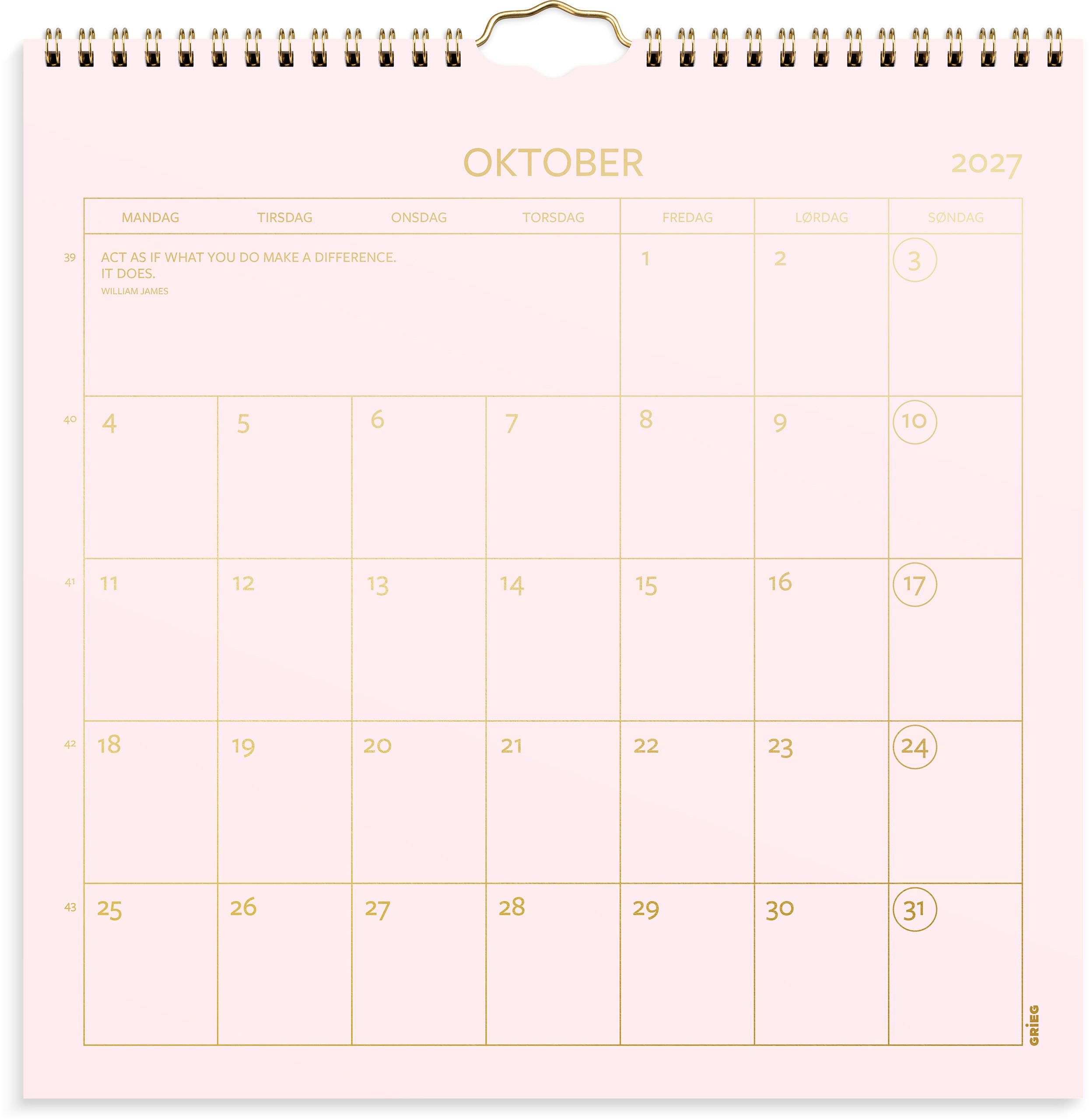Veggkalender Grieg 2027 Color