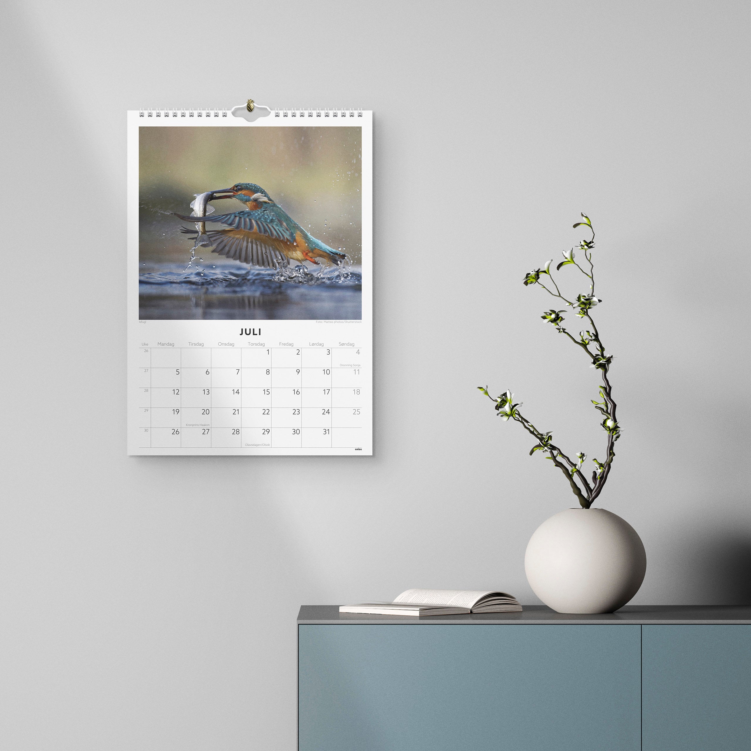 Veggkalender Grieg 2027 Fugler