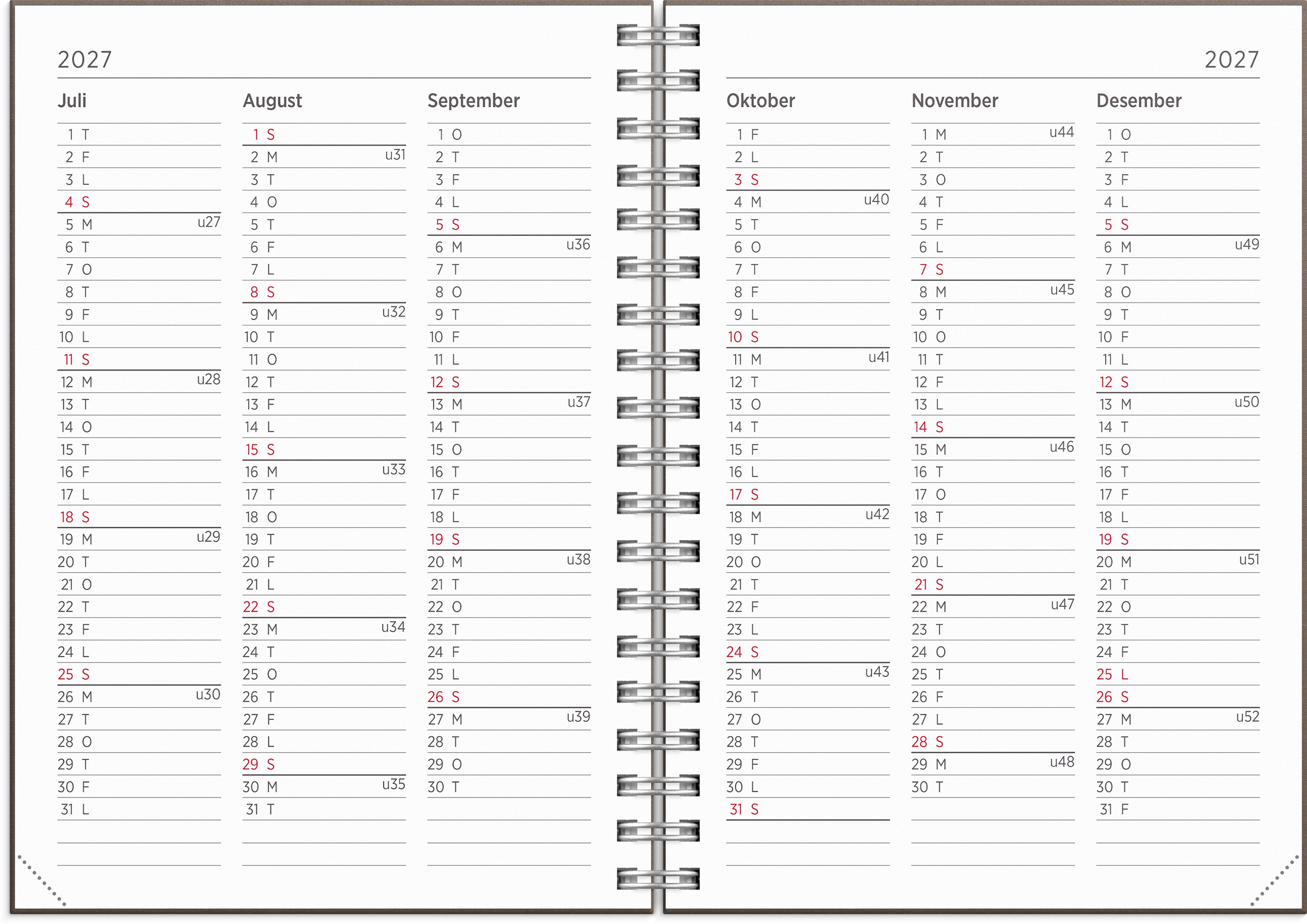 Ukekalender Grieg Multi A6 2027 brun