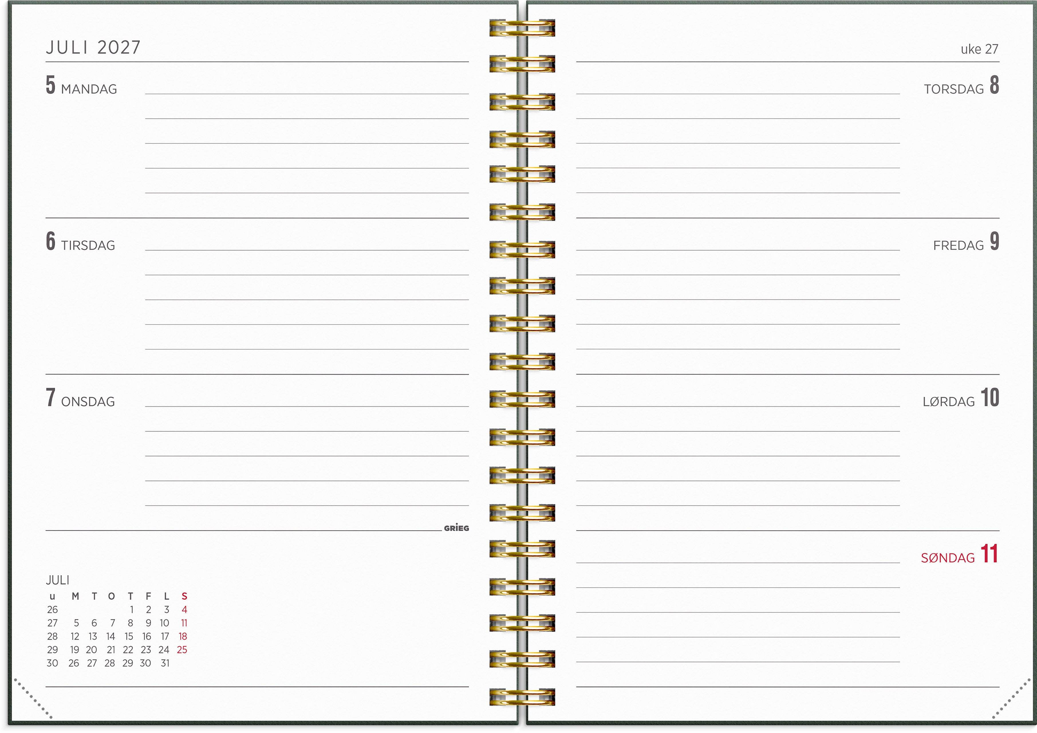 Ukekalender Grieg Multi A6 2027 blomster