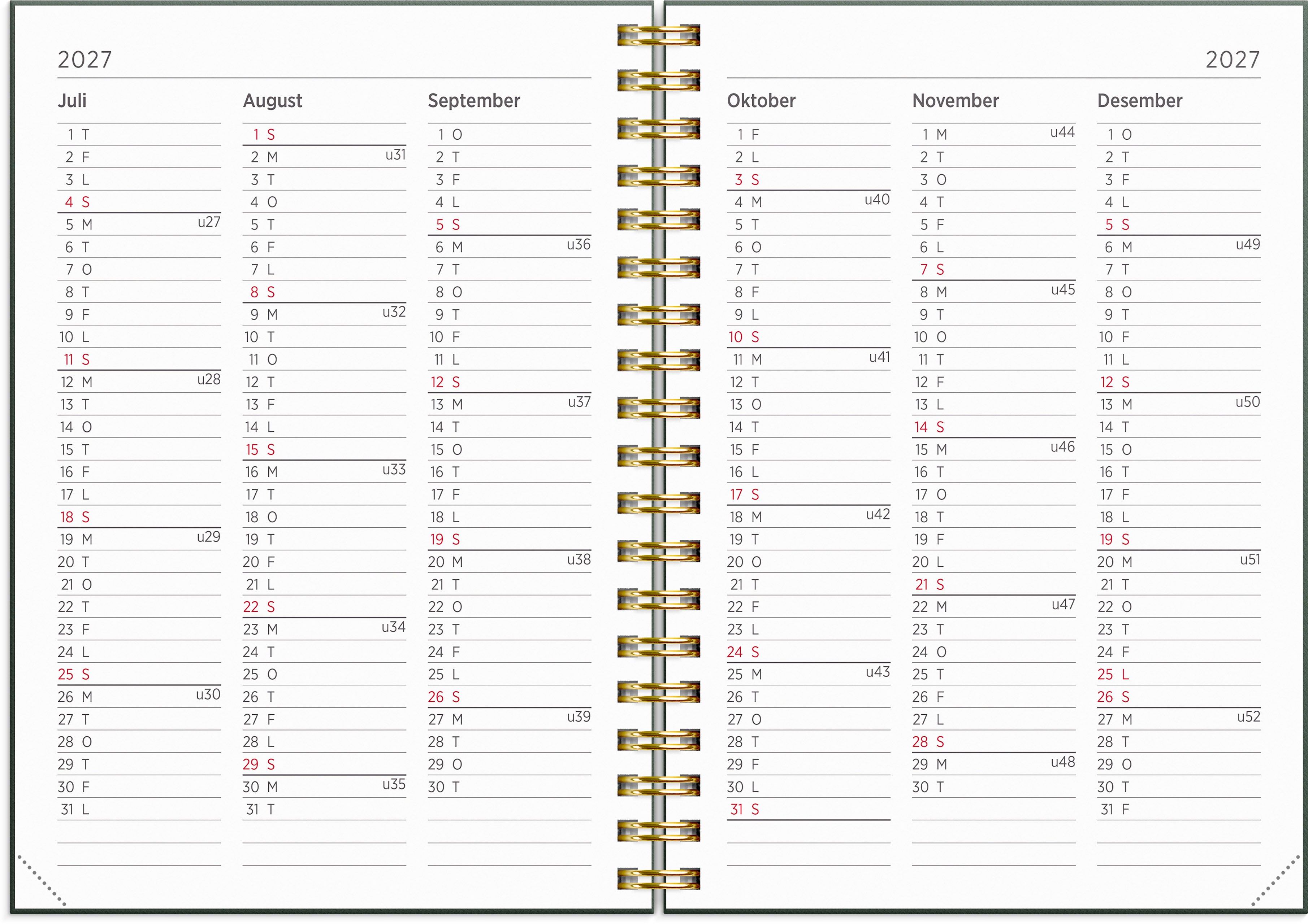 Ukekalender Grieg Multi A6 2027 blomster