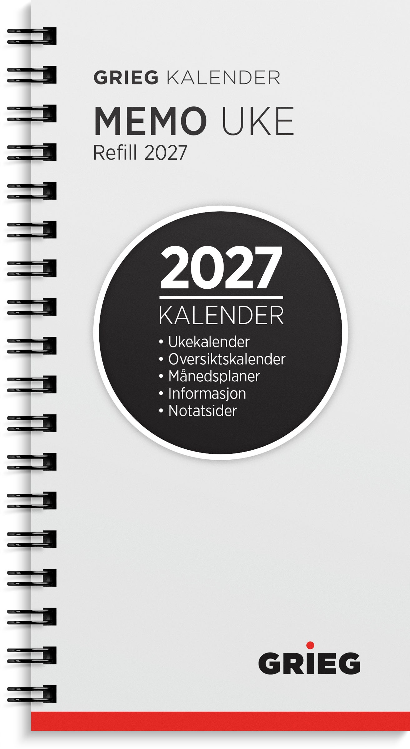 Lommekalender Grieg Memo 2027 refill