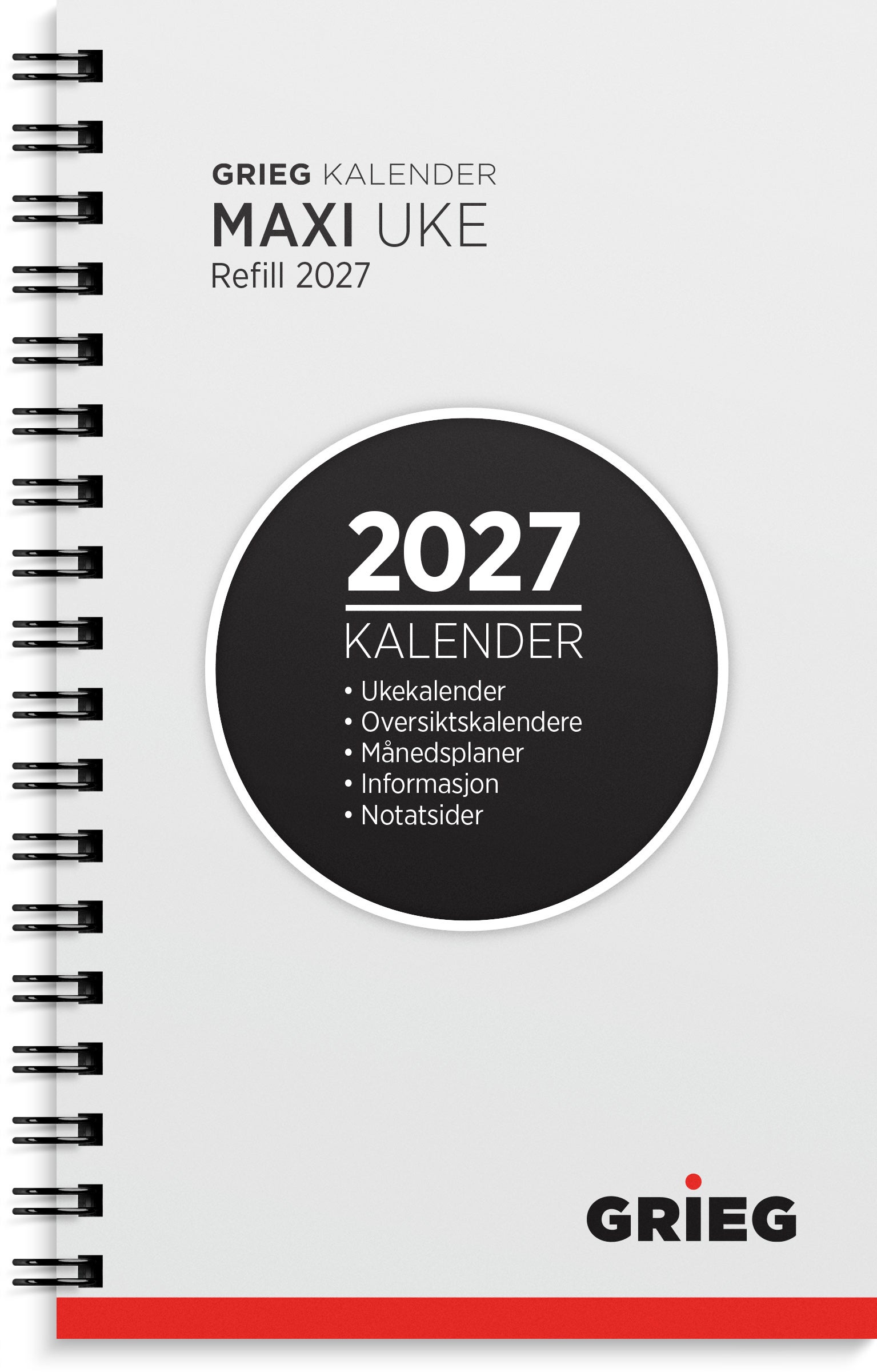 Lommekalender Grieg Maxi 2027 refill