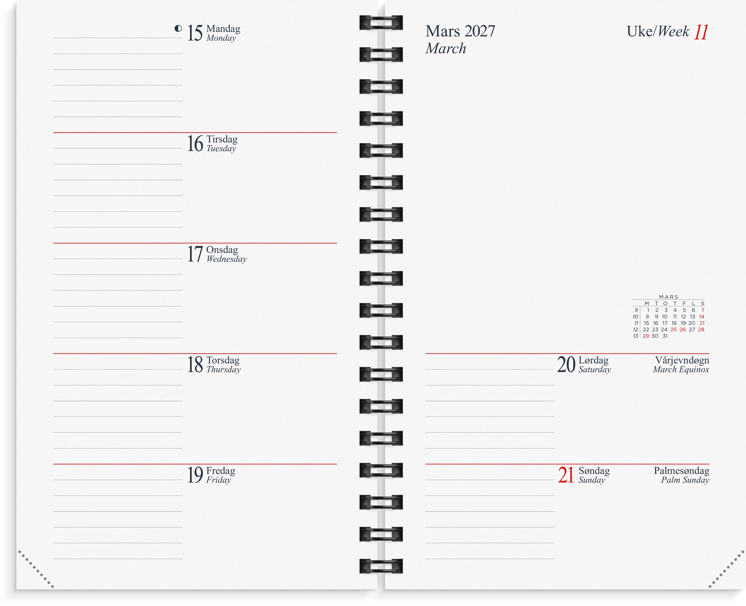 Lommekalender Grieg Maxi 2027 refill