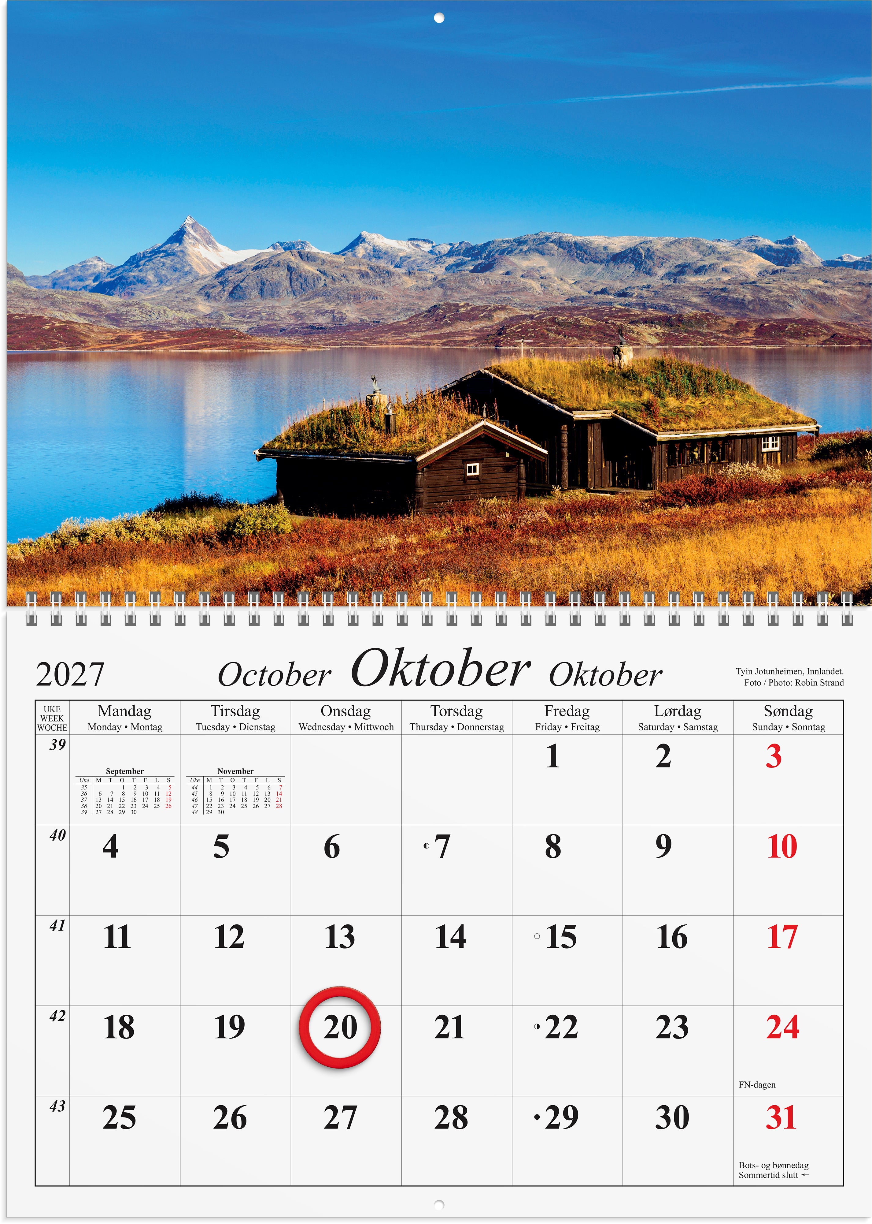 Magnetkalender Grieg 2027 Vakre Norge