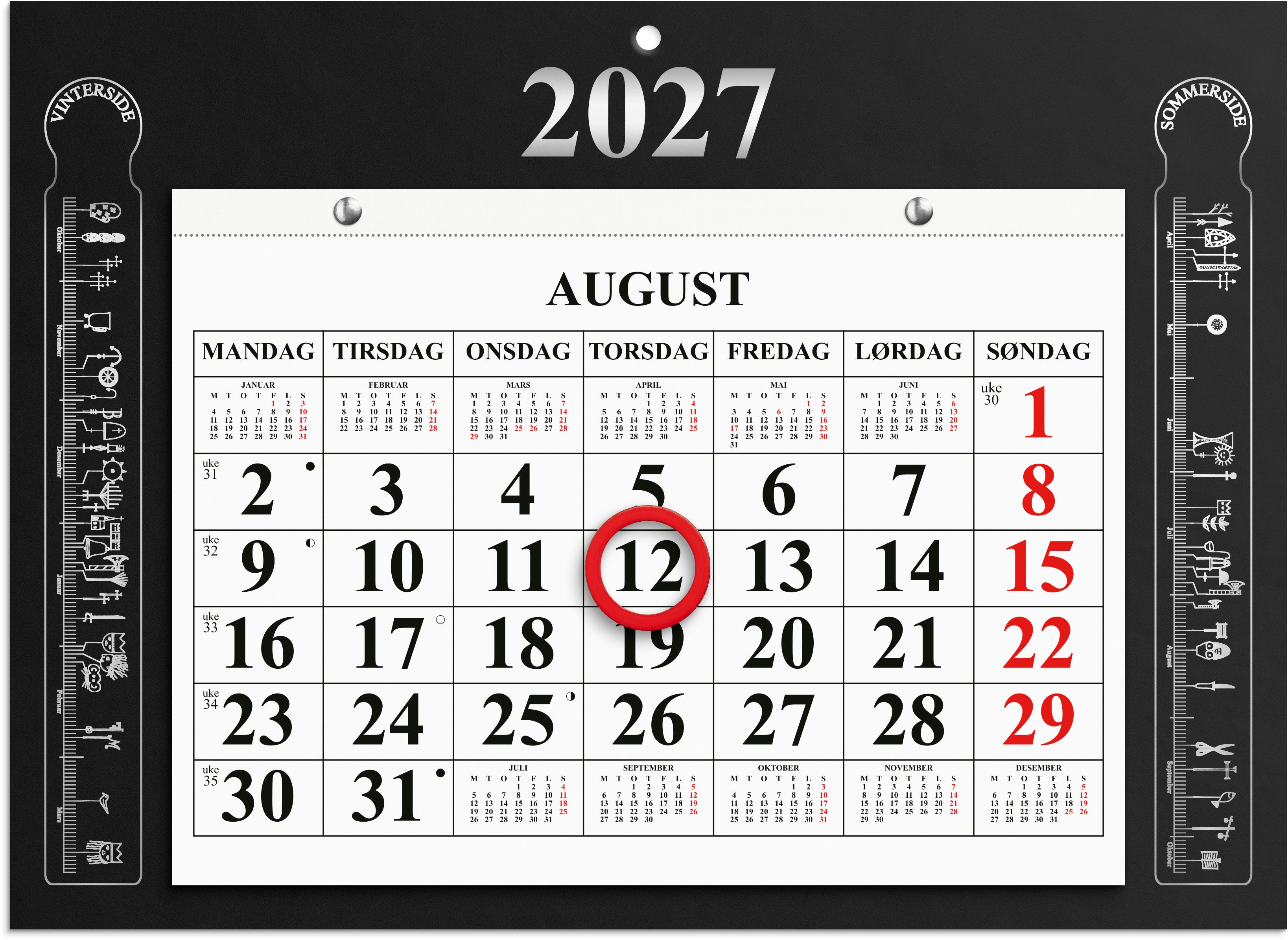 Magnetkalender Grieg 2027 Primstav sort