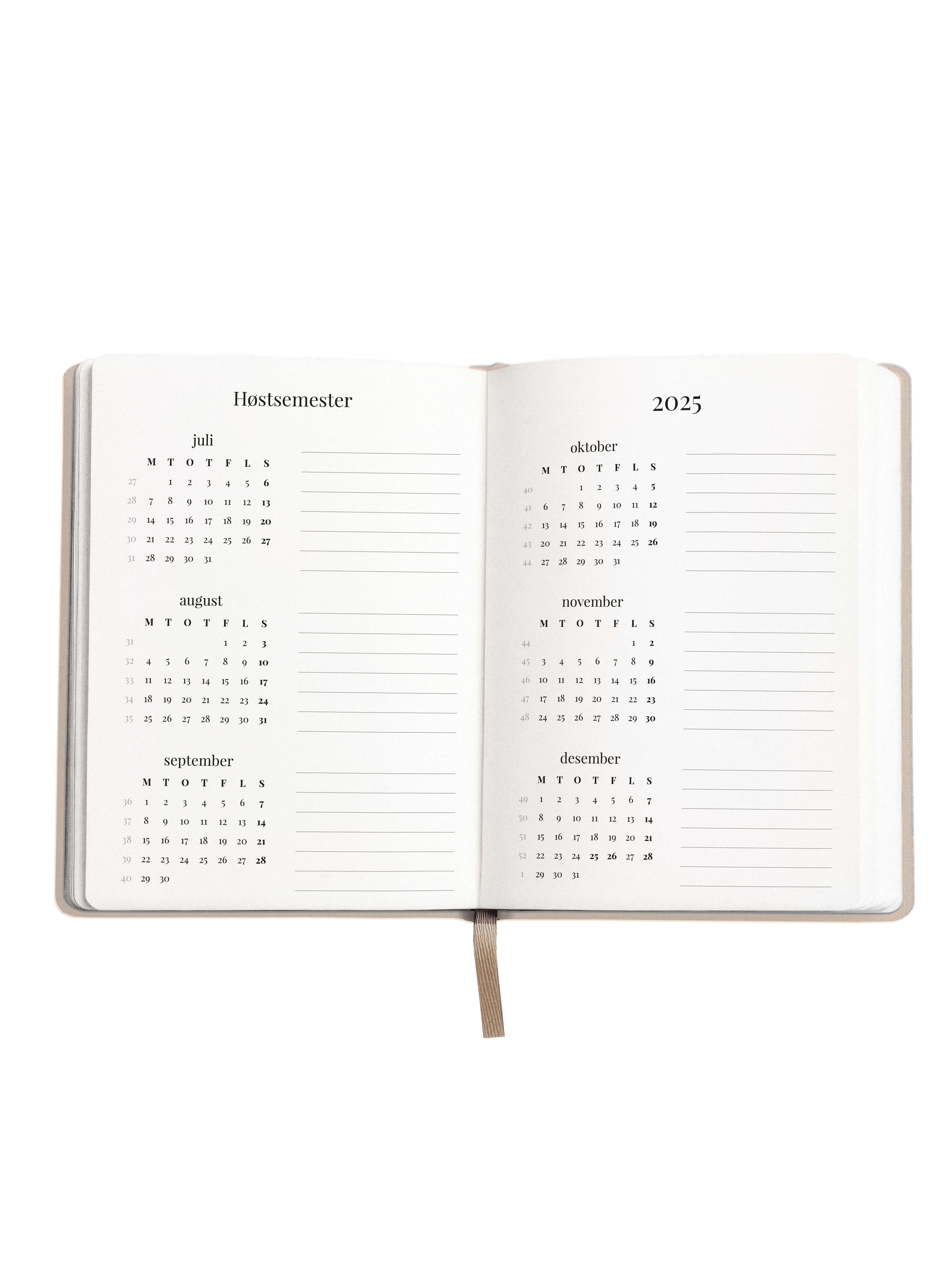 Studieplanlegger 25/26 Aveluna A5 Beige