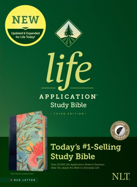 NLT Life Application Study Bible, Third Edition (Leatherlike, Teal Floral, Indexed, Red Letter)