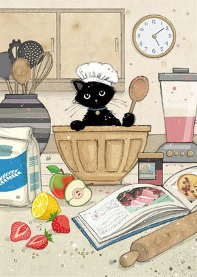 Kort Bug Art Black Ink Kittens