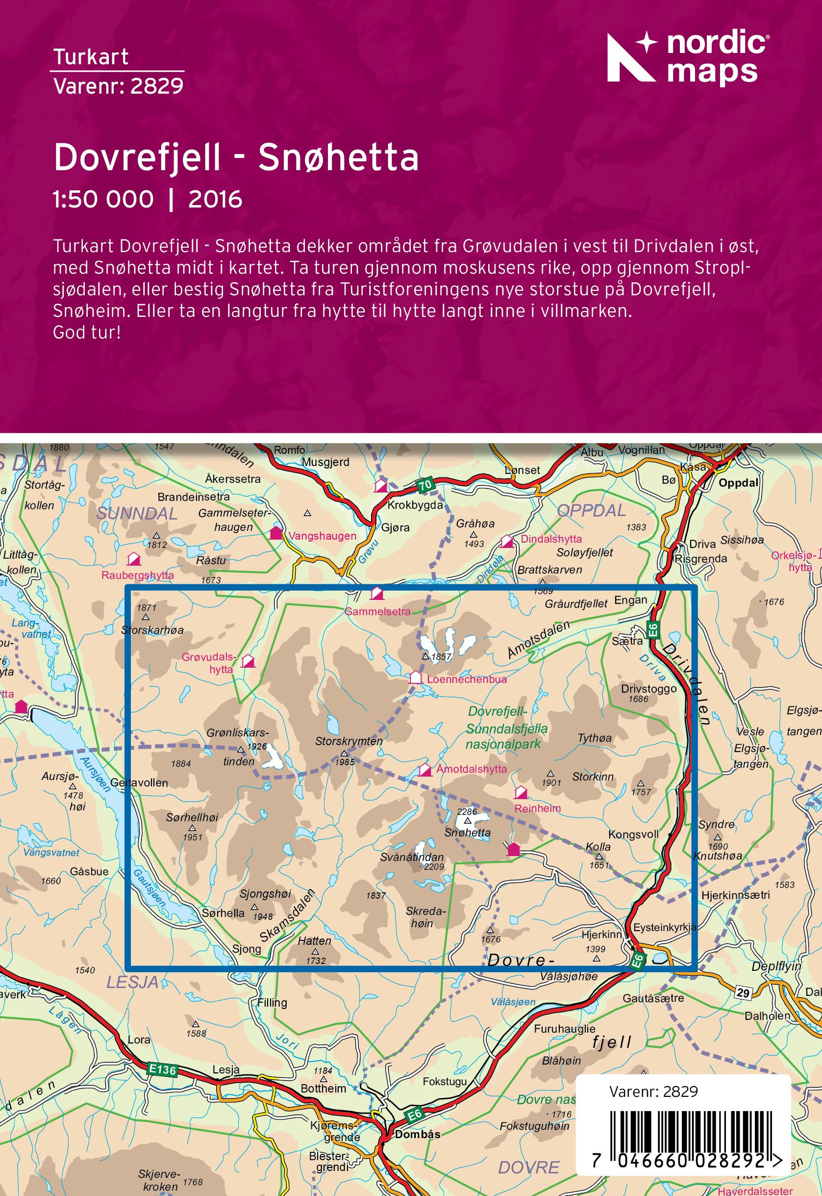 Dovrefjell Snøhetta 1:50 000