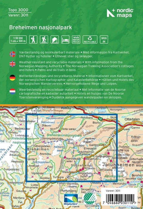 Breheimen Nasjonalpark 1:50 000