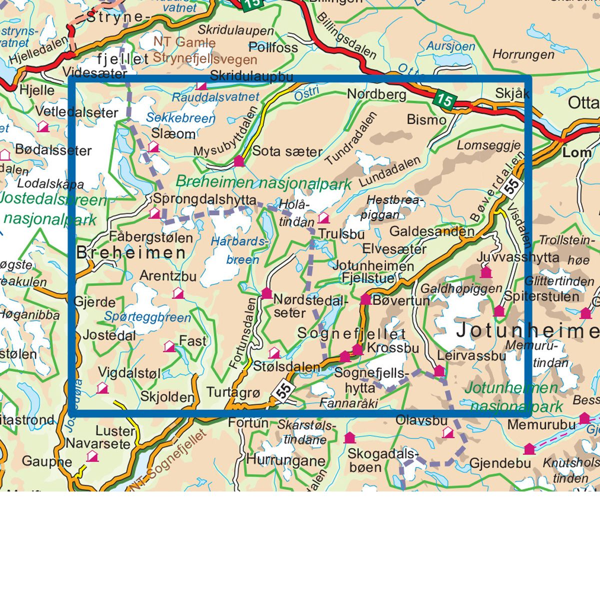 Breheimen Nasjonalpark 1:50 000