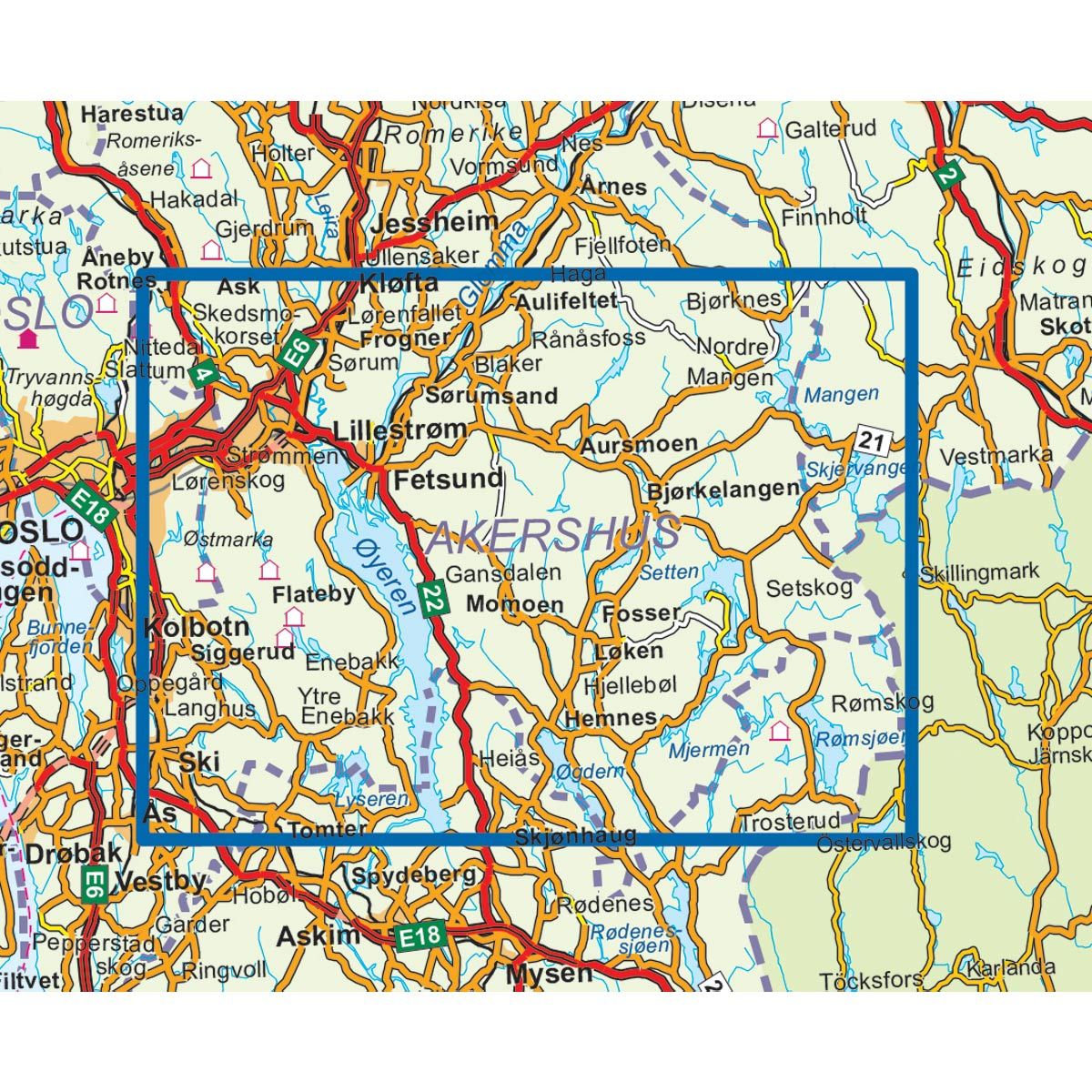 Nedre Romerike 1:50 000