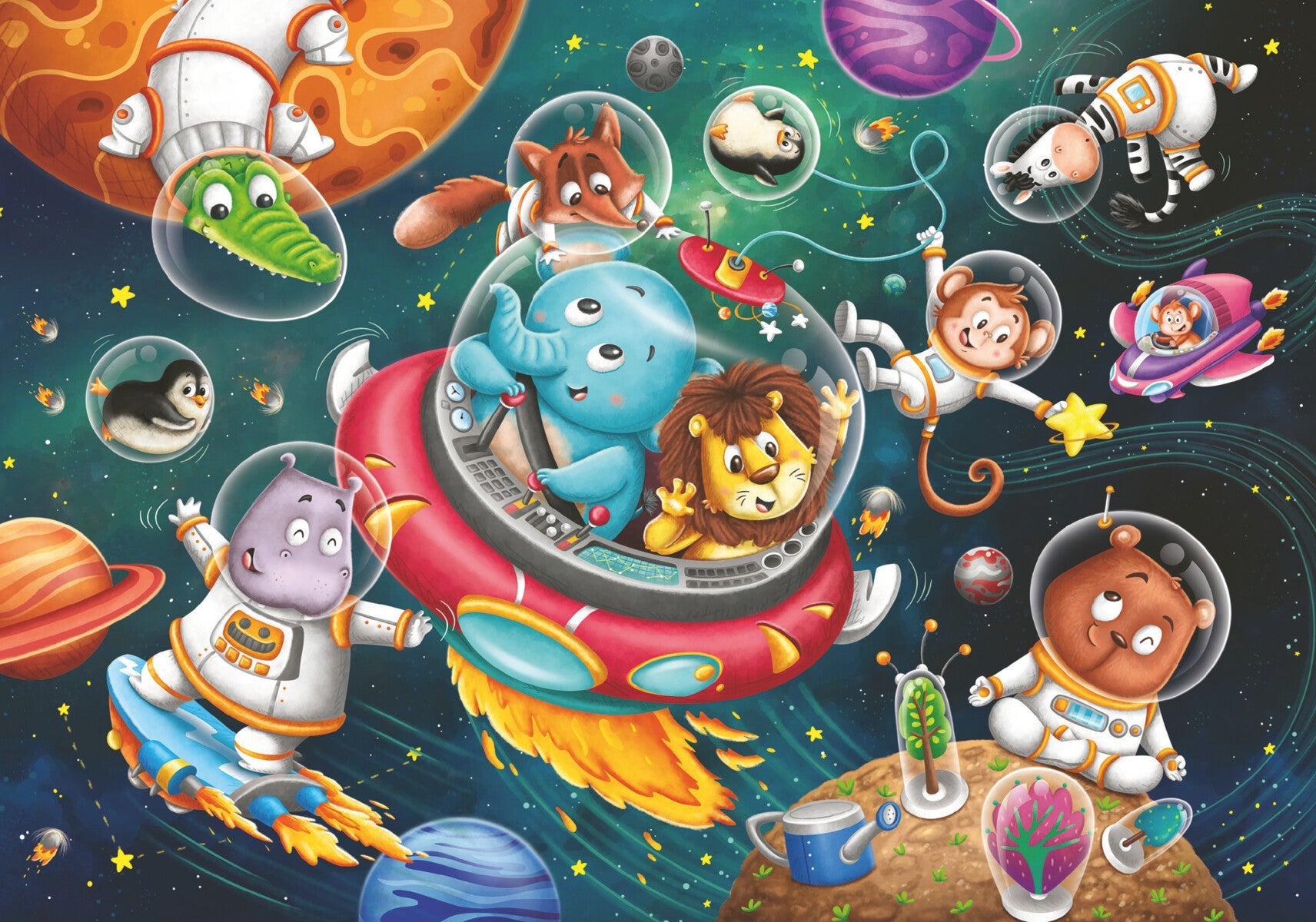 Puslespill 2X12 Dyr I Verdensrommet Ravensburger