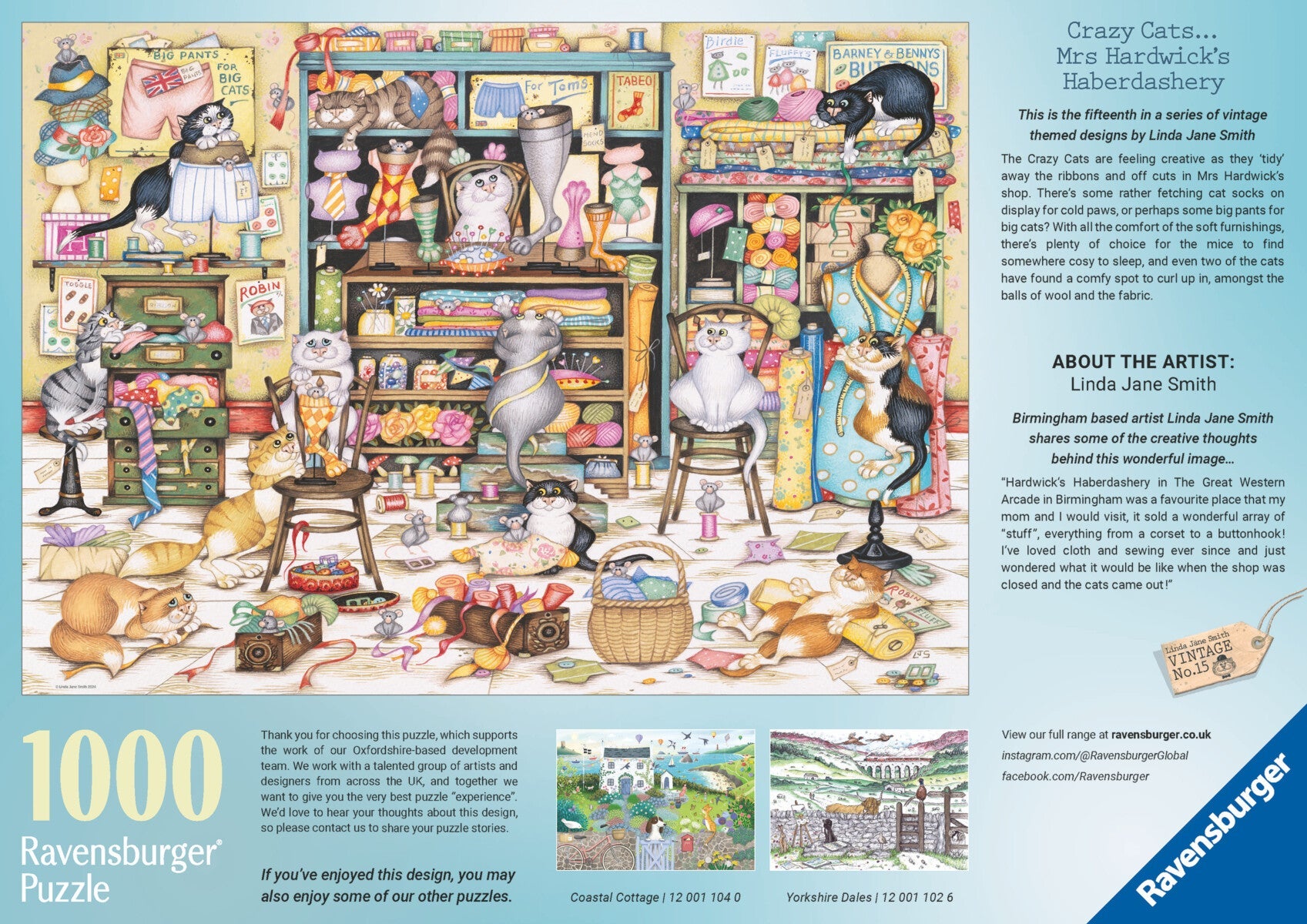 Puslespill 1000 Gale Katter Ravensburger