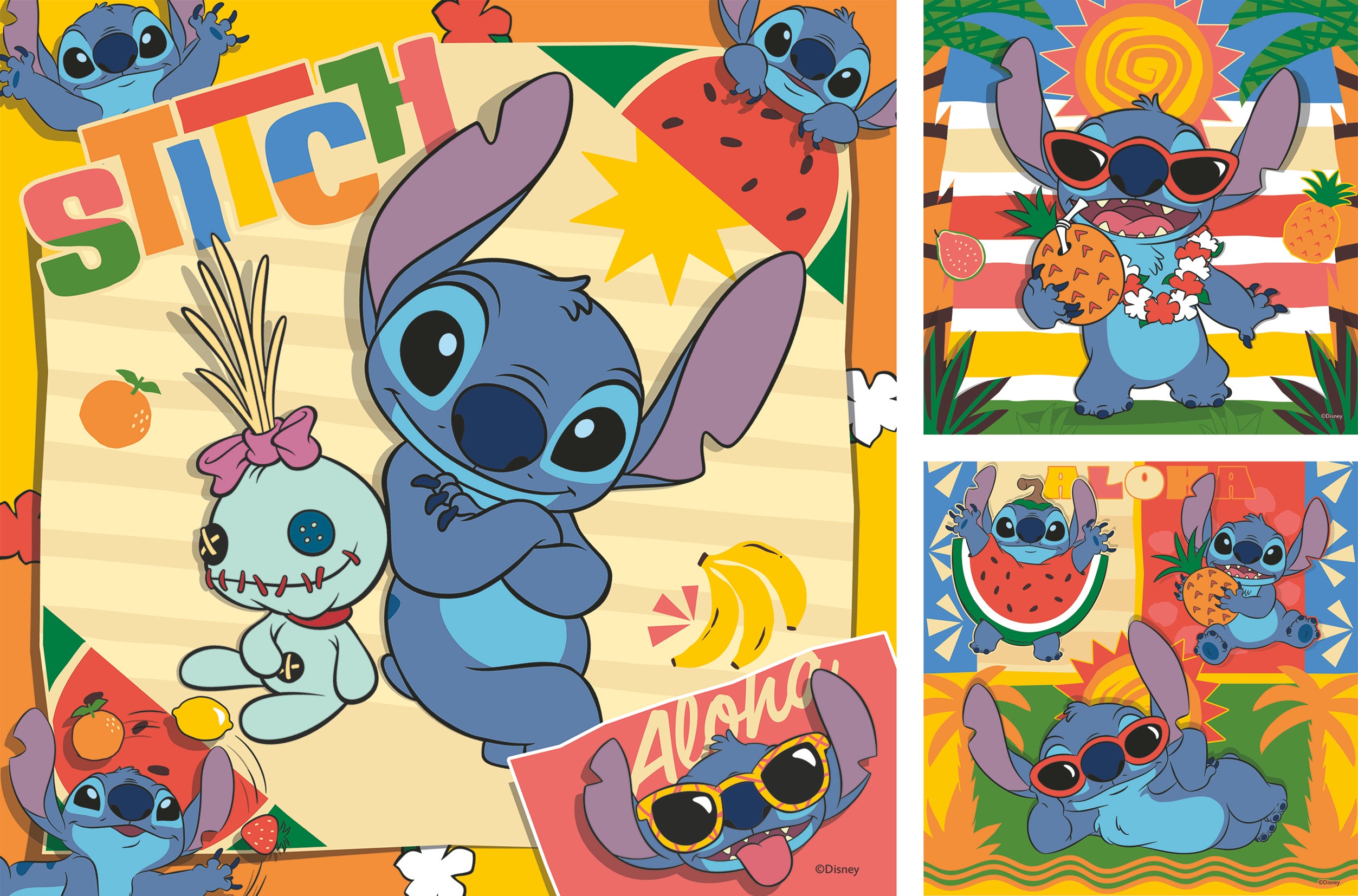 Puslespill 3x49 WD Stitch Aloha Ravensburger