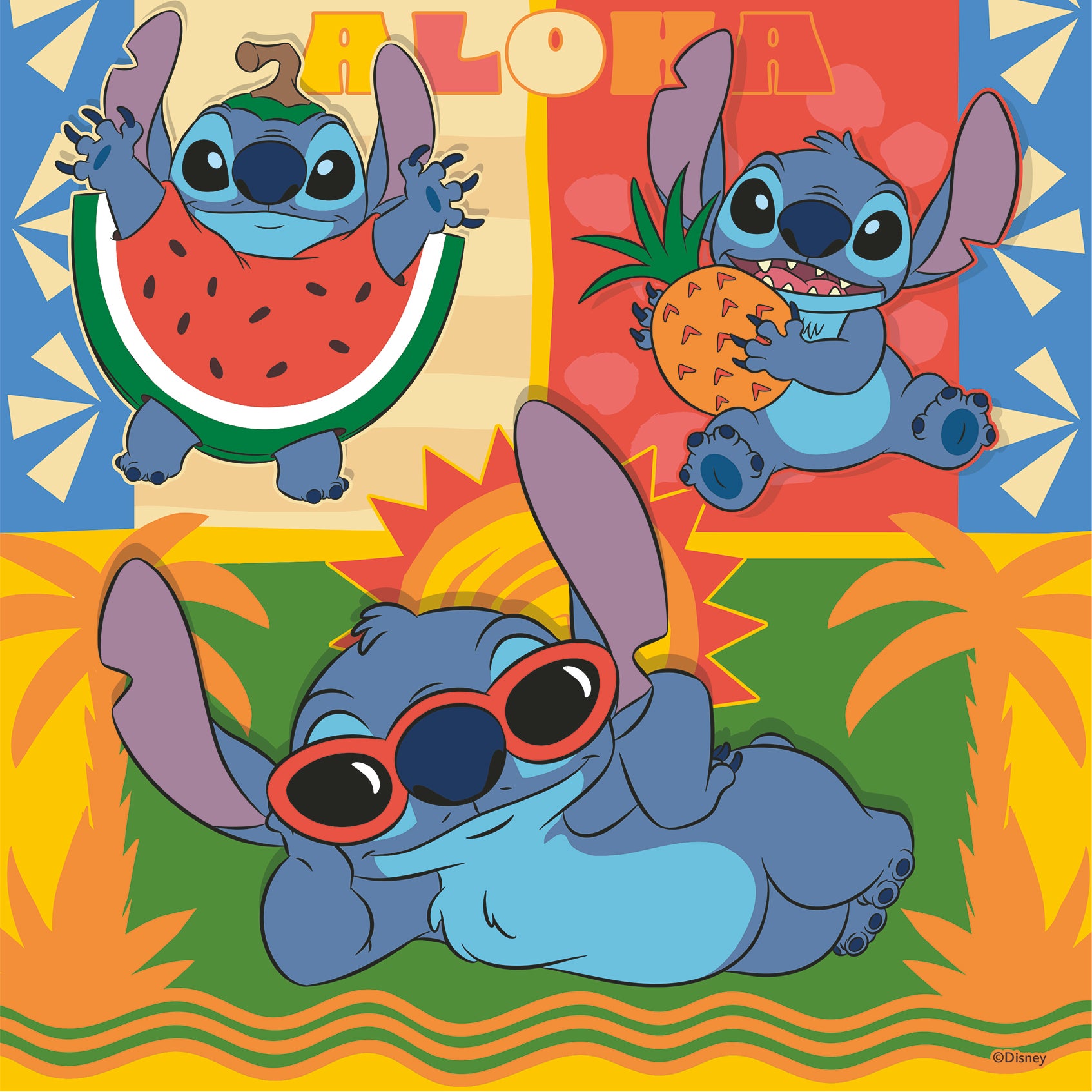Puslespill 3x49 WD Stitch Aloha Ravensburger