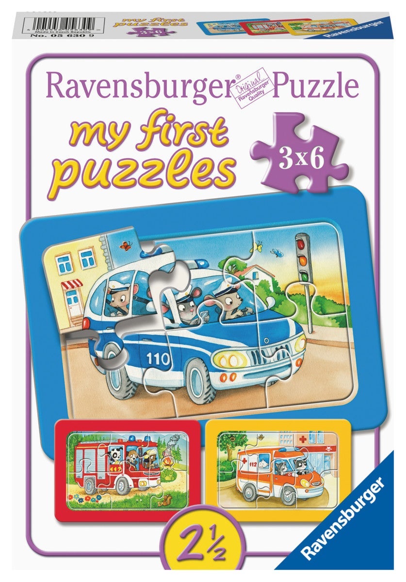 Puslespill 3x6 Dyr I Aksjon Ravensburger