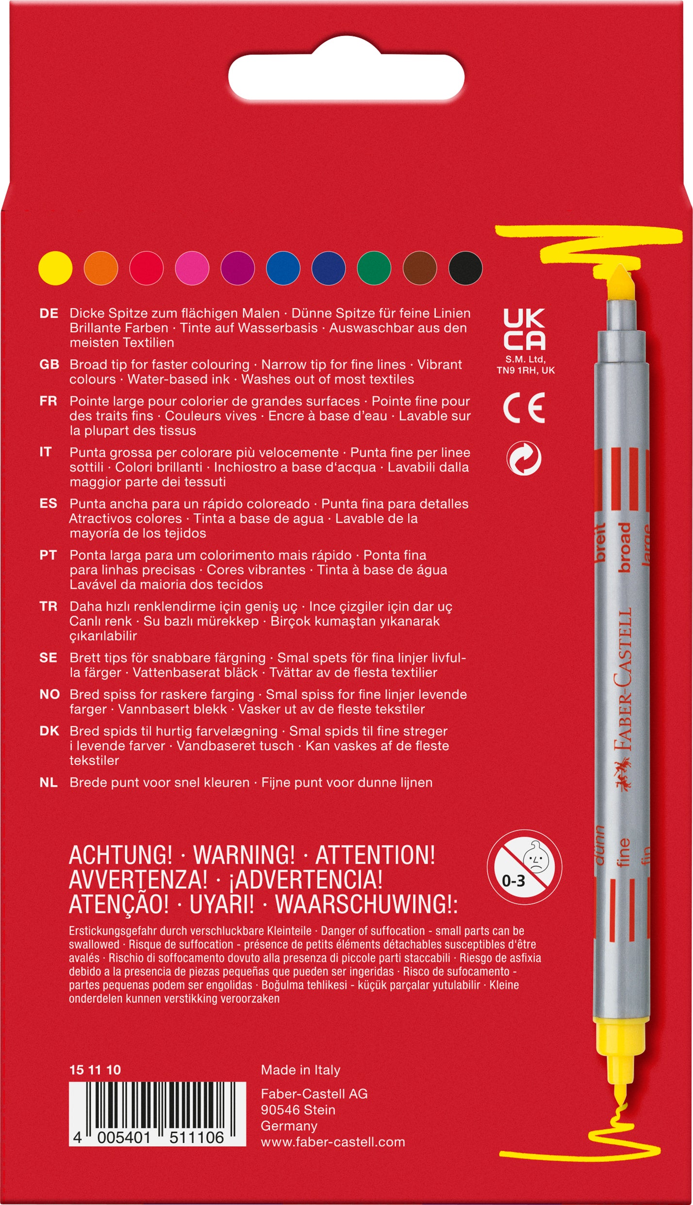 Tusj Faber Dobbel Tykk Tynn 10 Pk